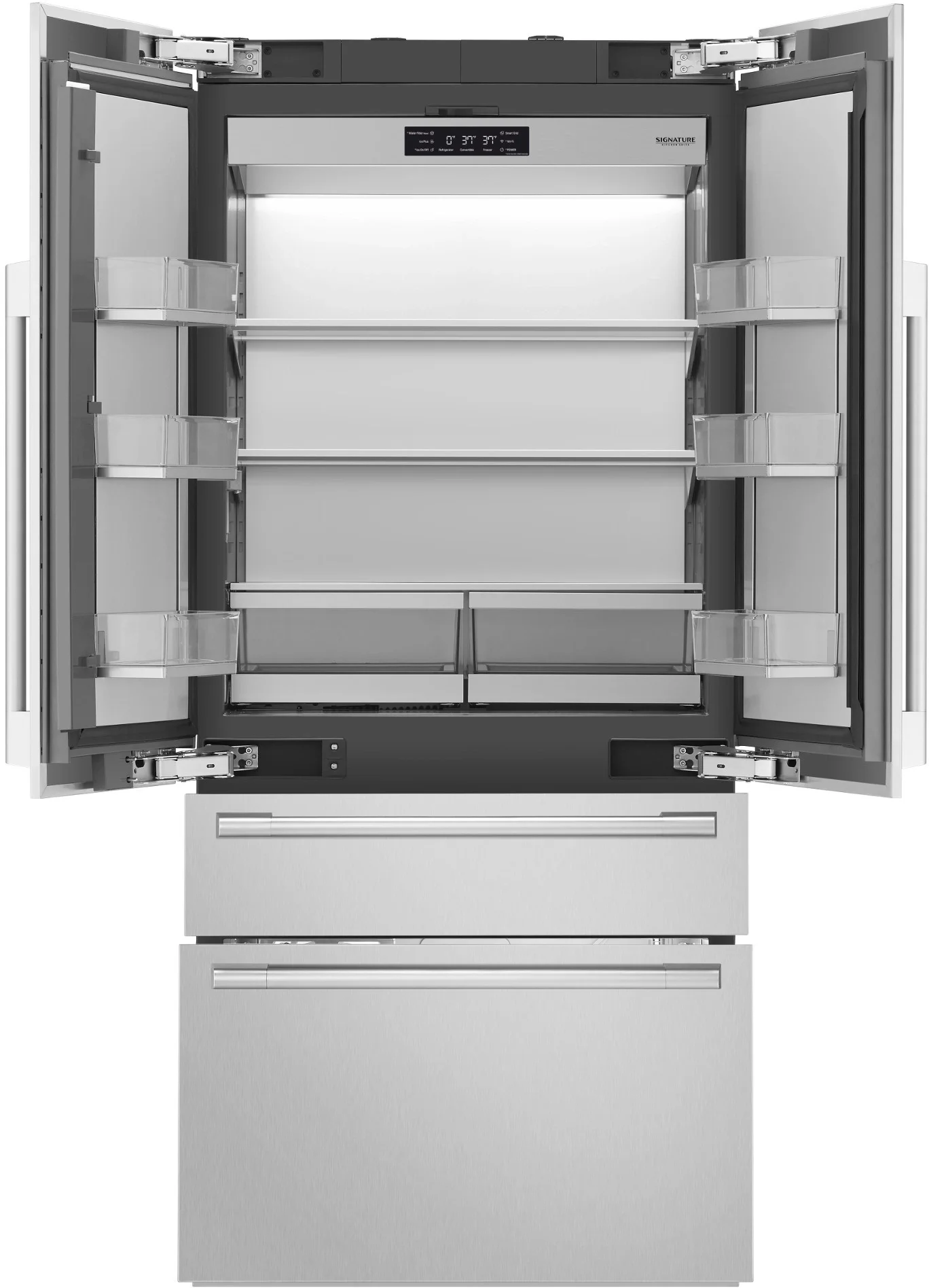 Signature Kitchen Suite 36 Inch French Door Column Refrigerator with 2 Drawers (upper: convertible, lower: freezer): Stainless Steel