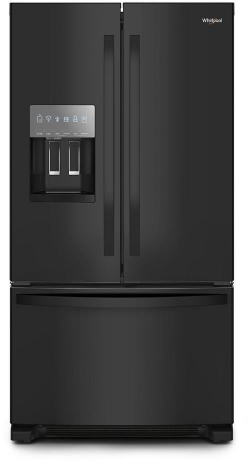 Whirlpool 36 Inch Freestanding French Door Refrigerator with 24.7 Cu. Ft. Capacity, 5 Glass Shelves, Gallon Door Bins, Deli Drawer, External Ice/Water Dispenser, Auto Icemaker, and ENERGY STAR®: Black