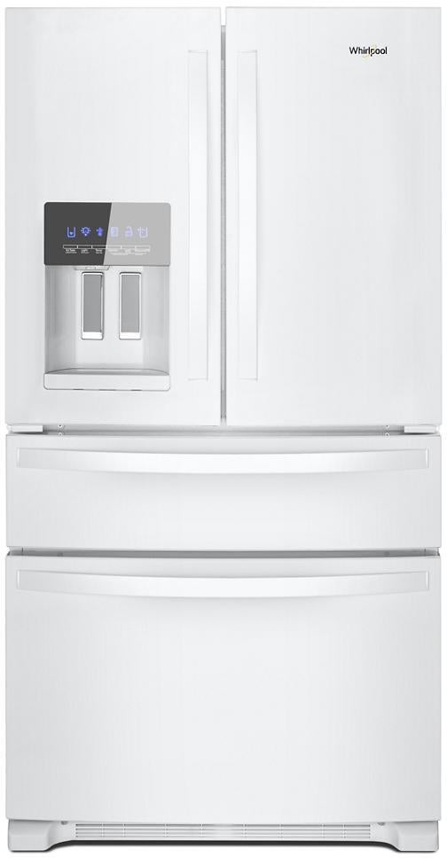 Whirlpool 36 Inch, 25.2 Cu. Ft., Full-Depth, French Door Bottom Mount Refrigerator With Ice And Water Dispenser: White