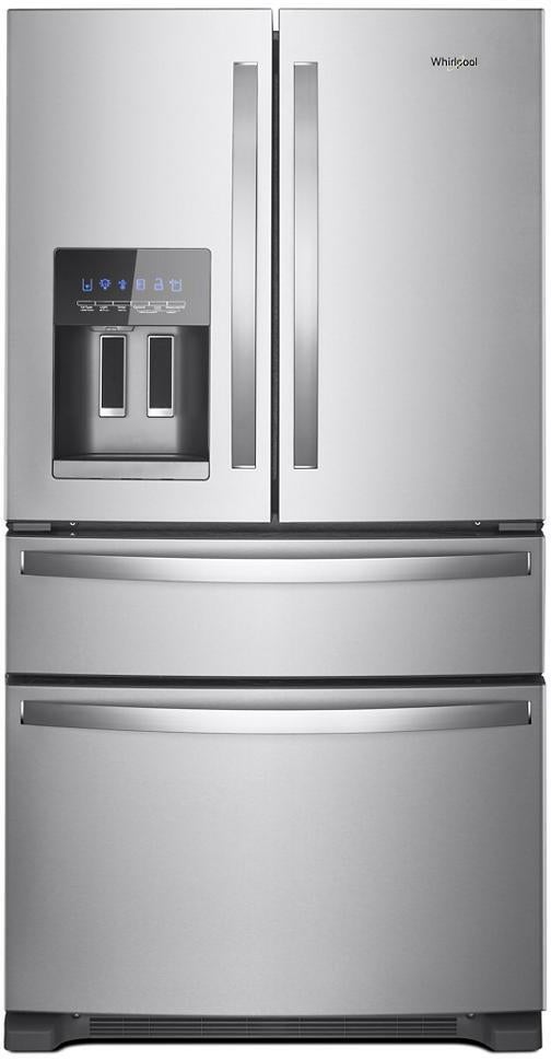 Whirlpool 36 Inch, 25.2 Cu. Ft., Full-Depth, French Door Bottom Mount Refrigerator With Ice And Water Dispenser: Fingerprint-Resistant Stainless Steel