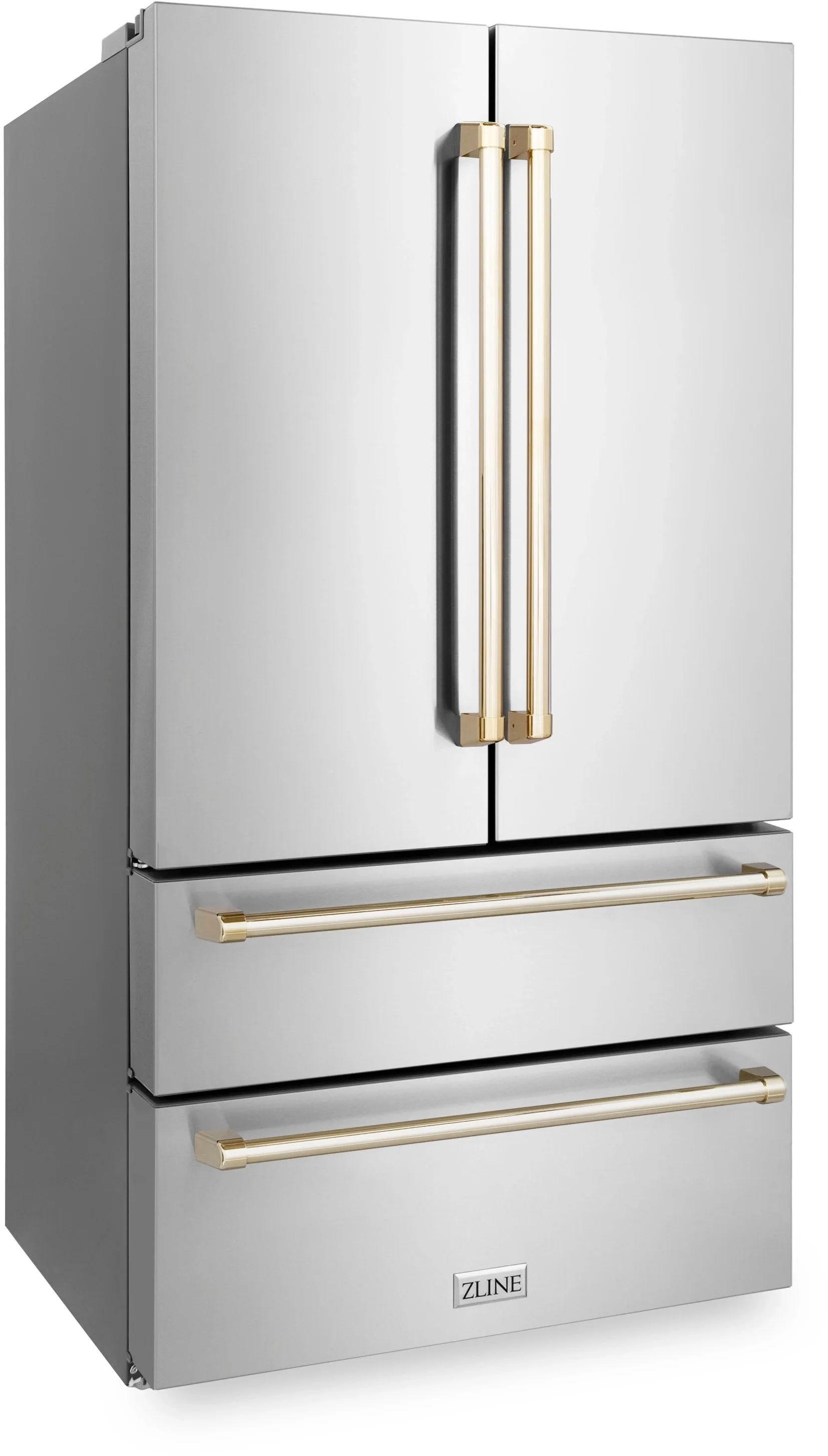 Z Line 36 Inch Autograph Edition 22.5 cu. ft Freestanding French Door Refrigerator with Ice Maker: Stainless Steel With Matte Black Accents