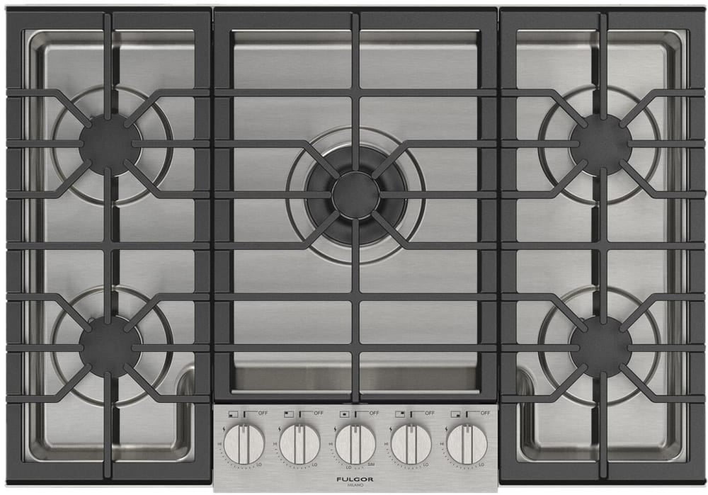 Fulgor Milano F4PGK305S2 30 Inch Distinto Gas Cooktop, 5 Aluminum Burners: Stainless Stainless Steel