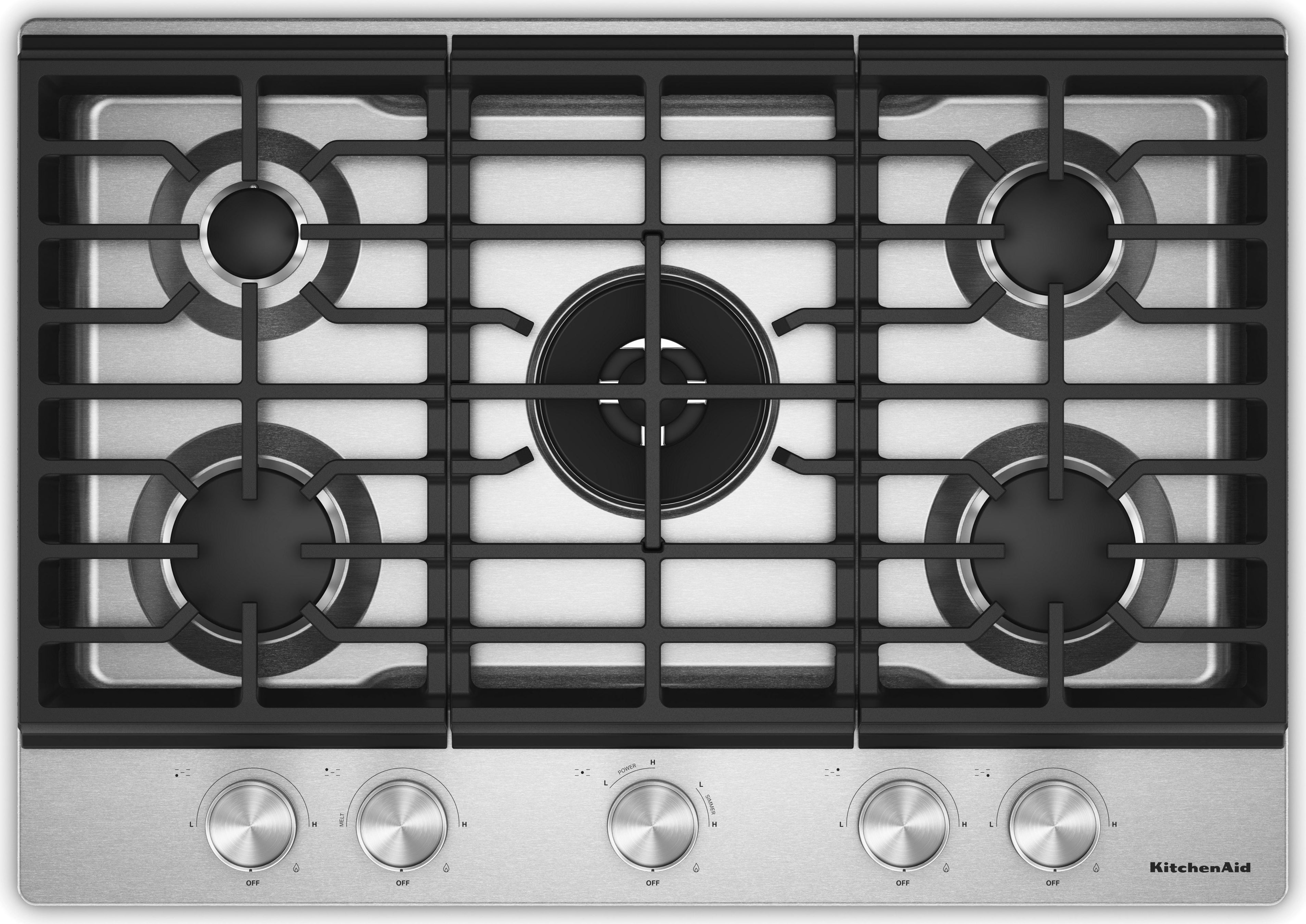 KitchenAid KitchenAid? 30 in. Gas Cooktop with 5 Burners and Integrated Wok Grate: Stainless Steel