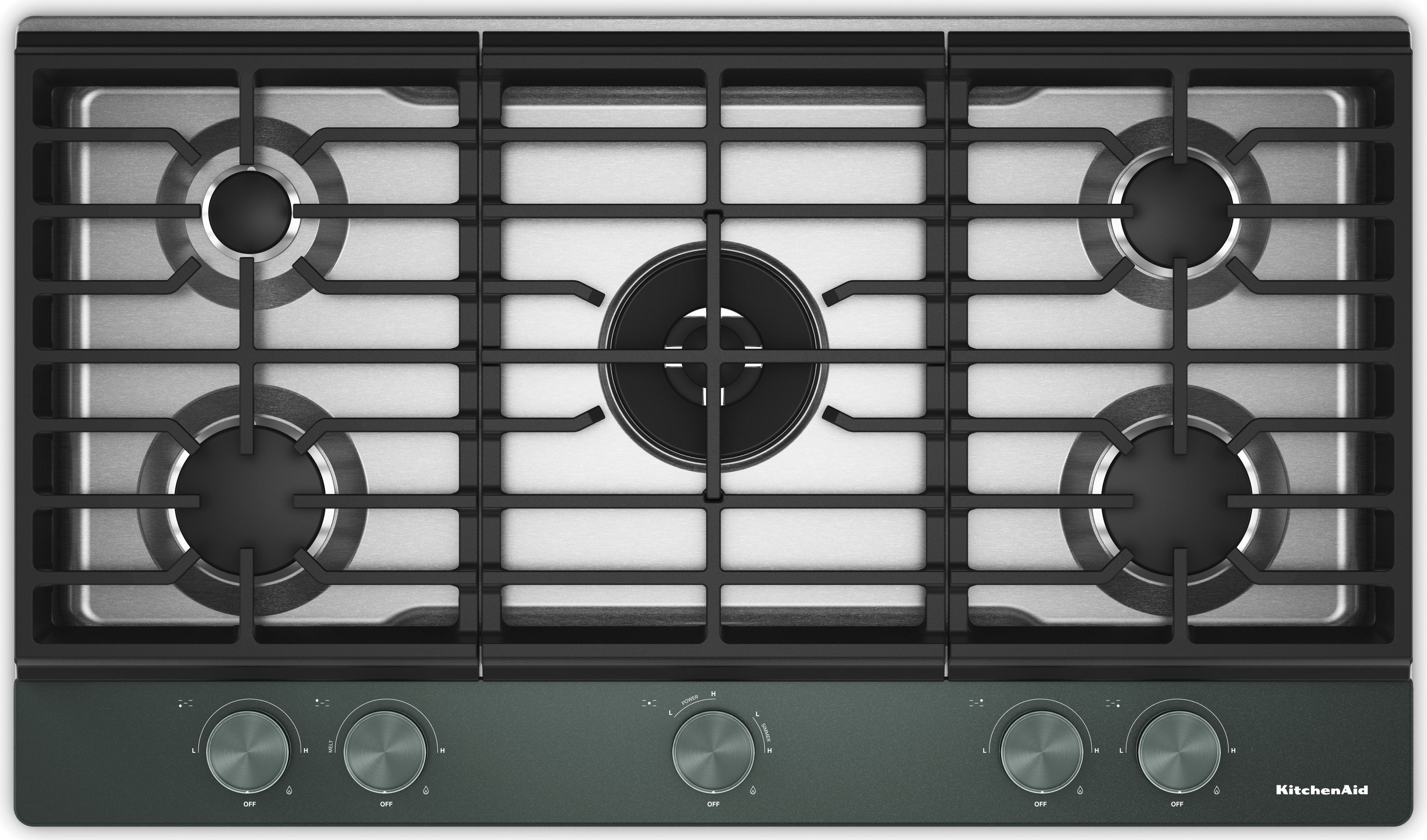 KitchenAid 36 in. Gas Cooktop with 5 Burners and Integrated Wok Grate: Juniper