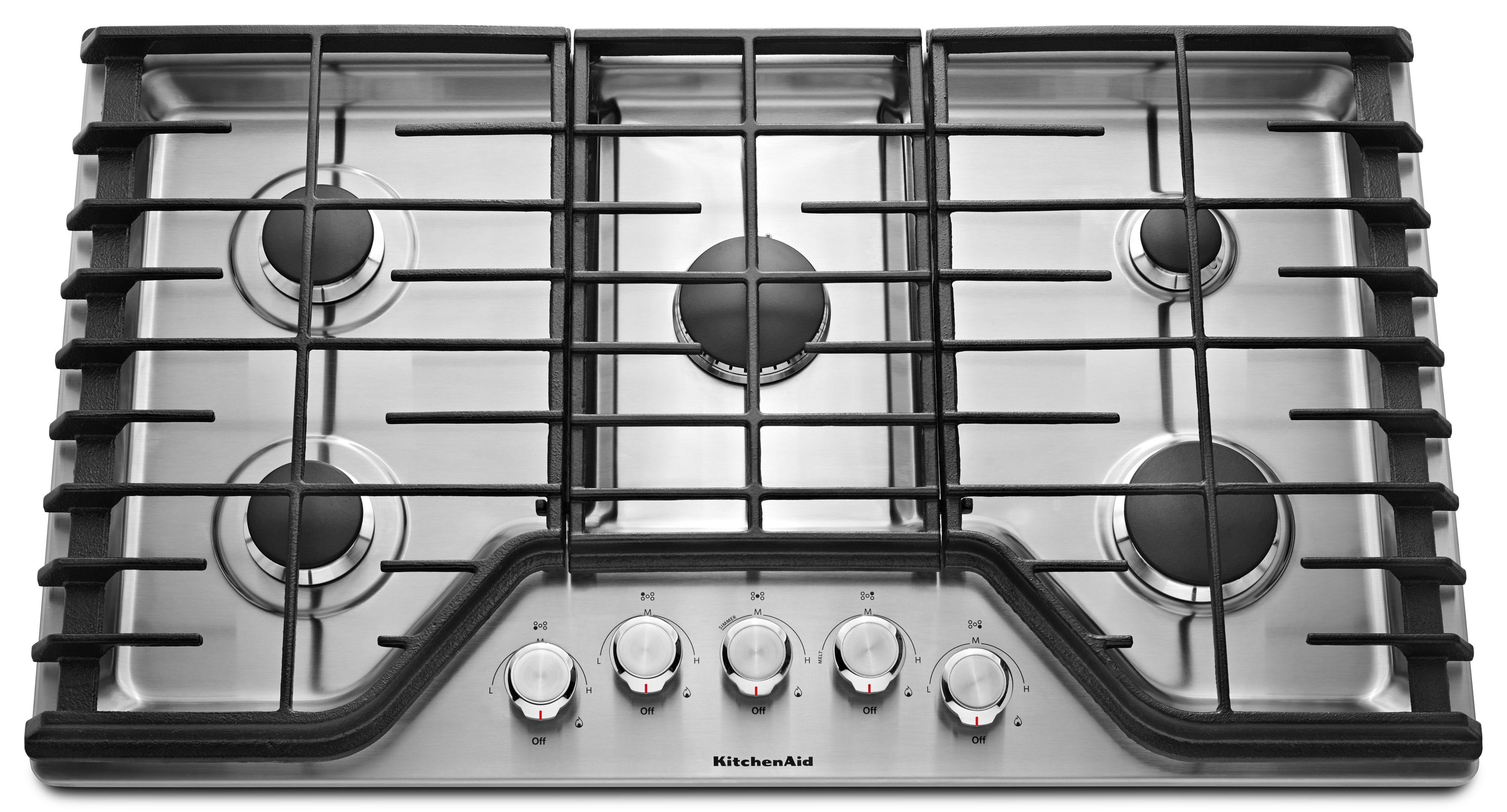 Kitchen Aid KitchenAid 36" Stainless Steel Sealed Burner Natural Gas Cooktop with Center Con