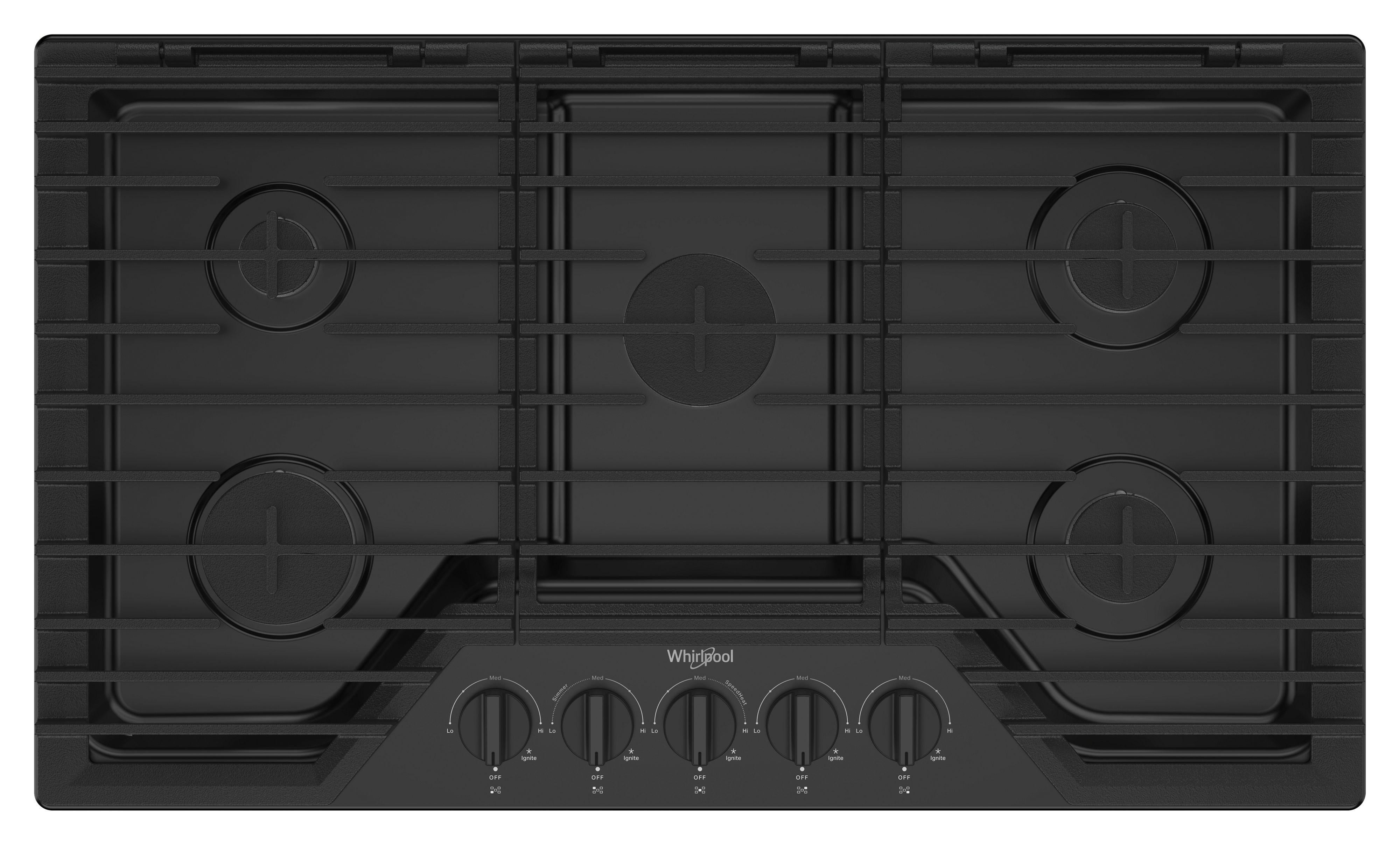 Whirlpool WCGK5036PB 36 Inch Gas Cooktop Black