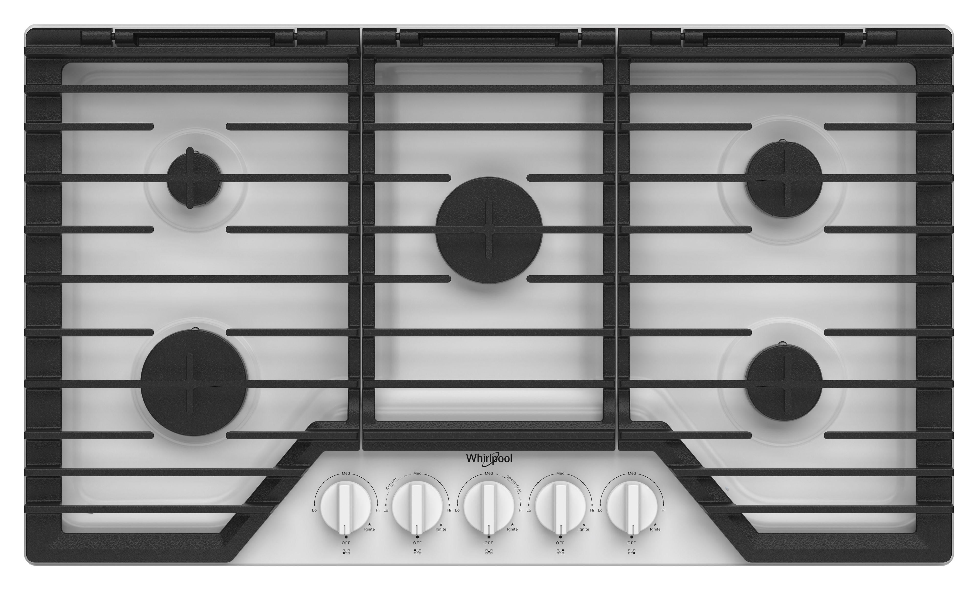 Whirlpool WCGK5036PW 36 Inch Gas Cooktop White