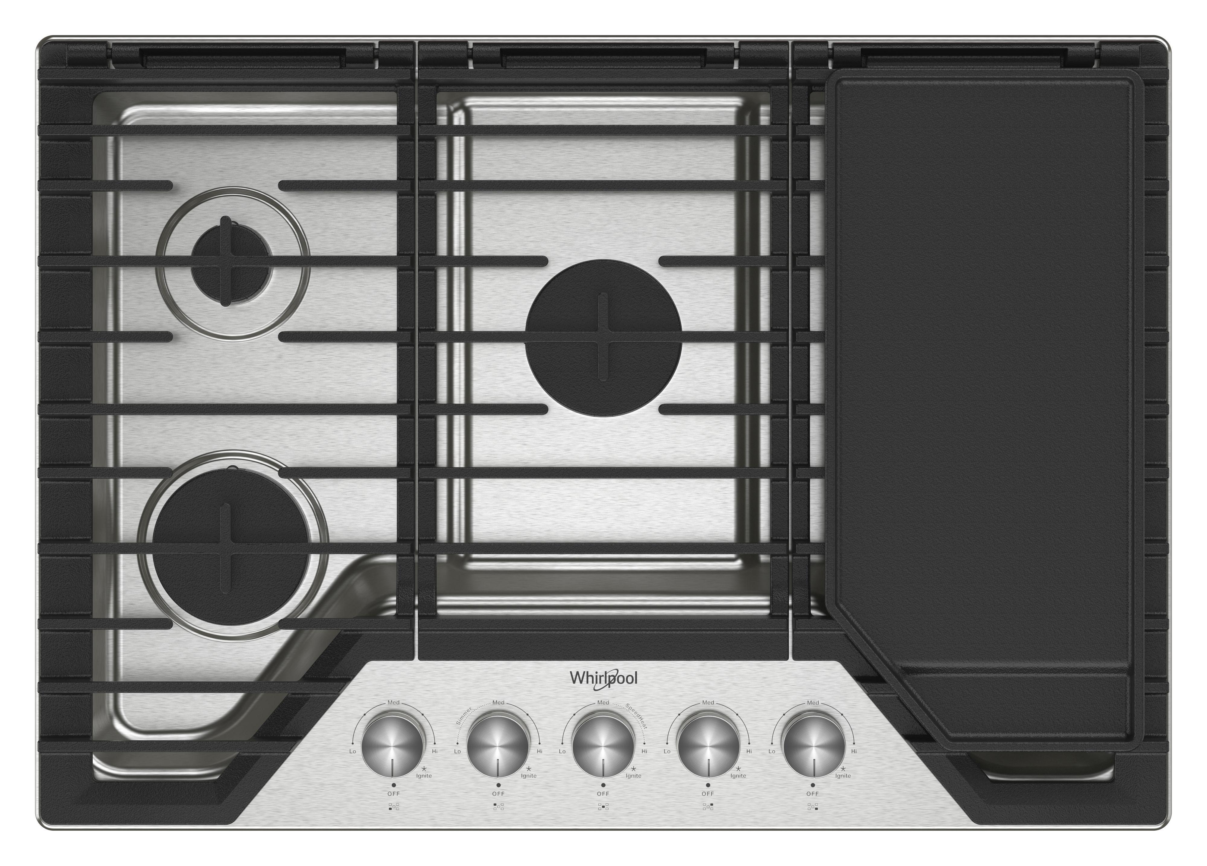 Whirlpool WCGK7530PS 30 Inch Gas Cooktop, 5 Burner: Stainless Stainless Steel