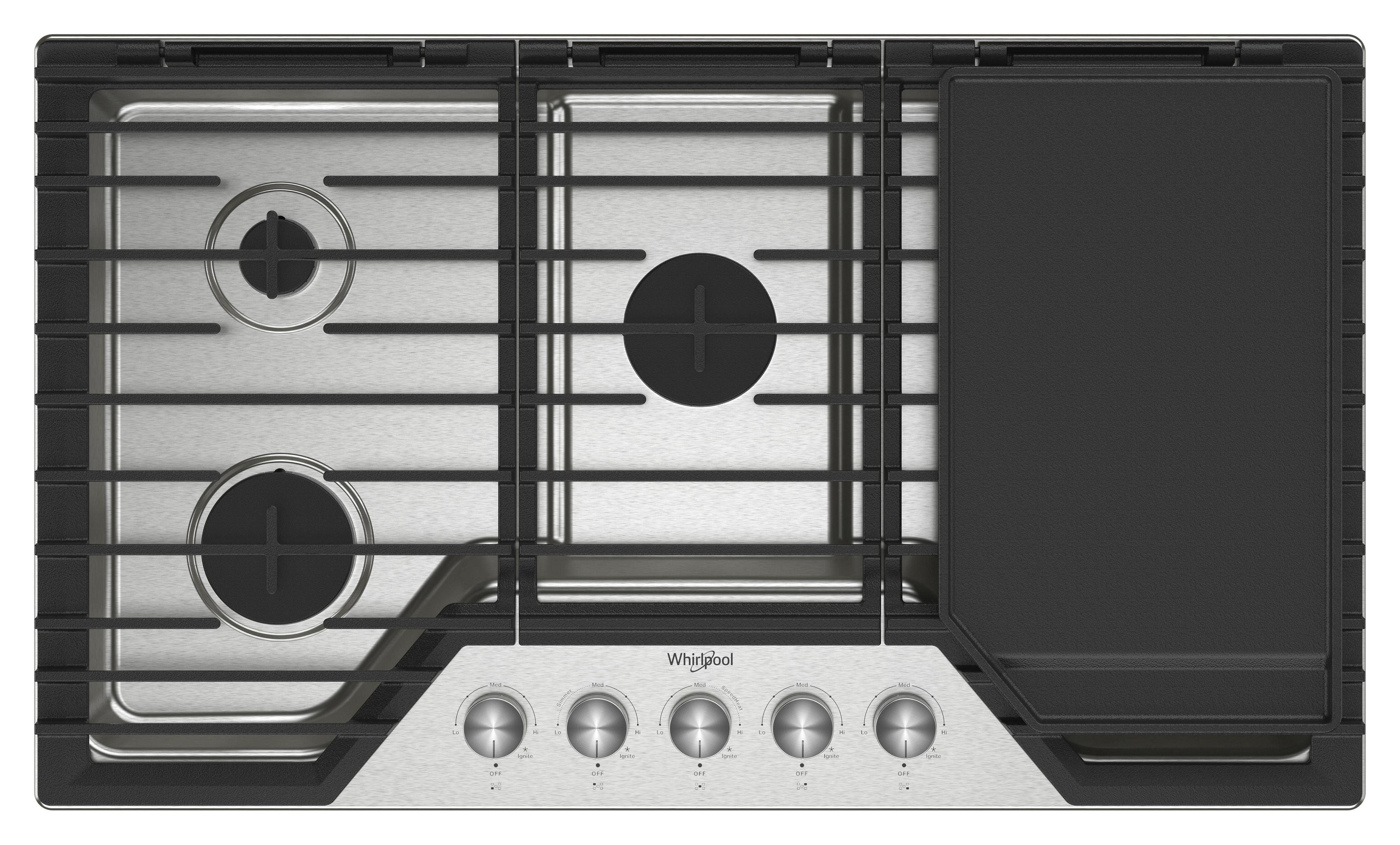 Whirlpool WCGK7536PS 36 Inch Gas Cooktop, 5 Burner: Stainless Stainless Steel