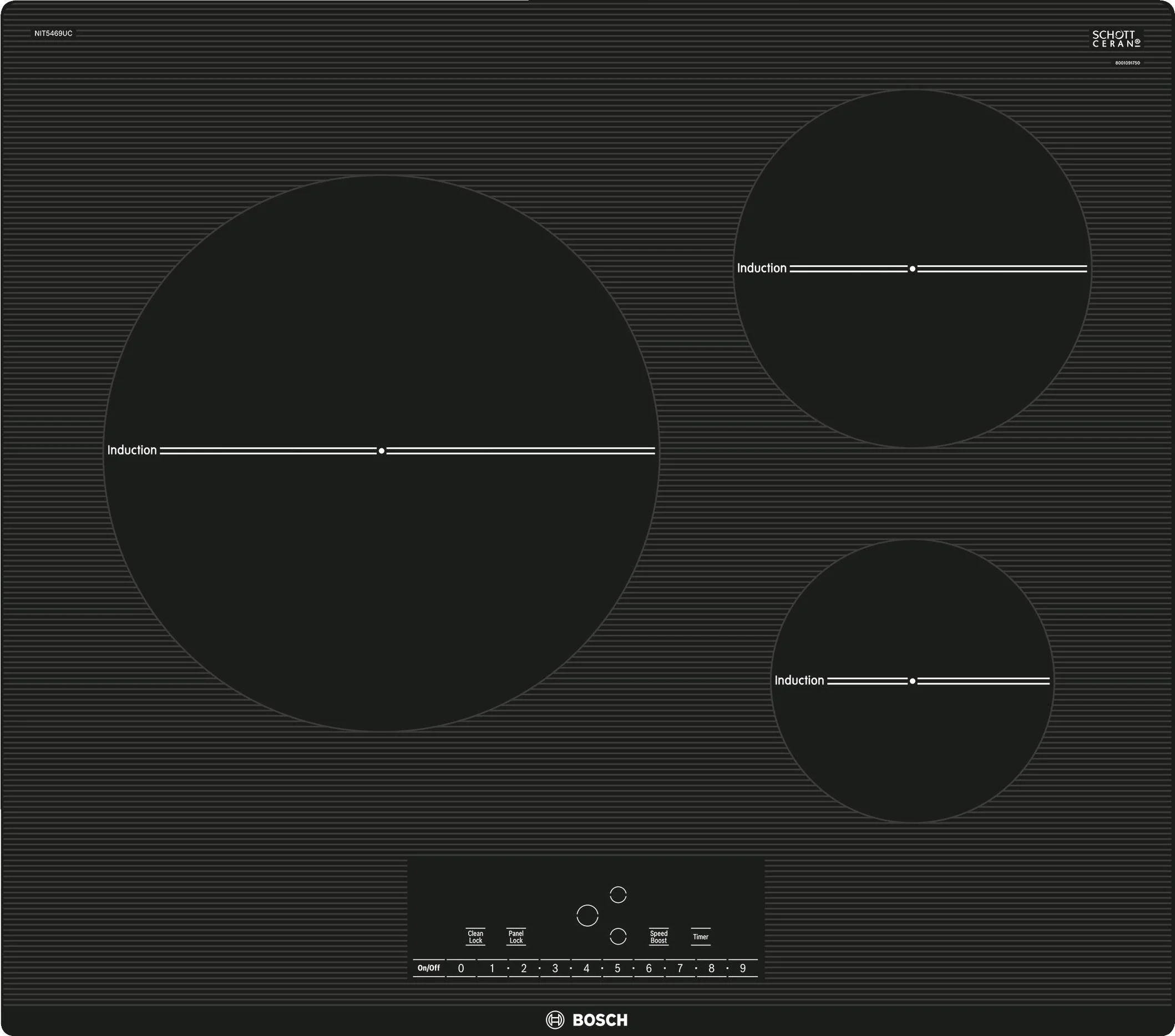 Bosch NIT5469UC 500 Series 24 Inch Induction Smoothtop Cooktop