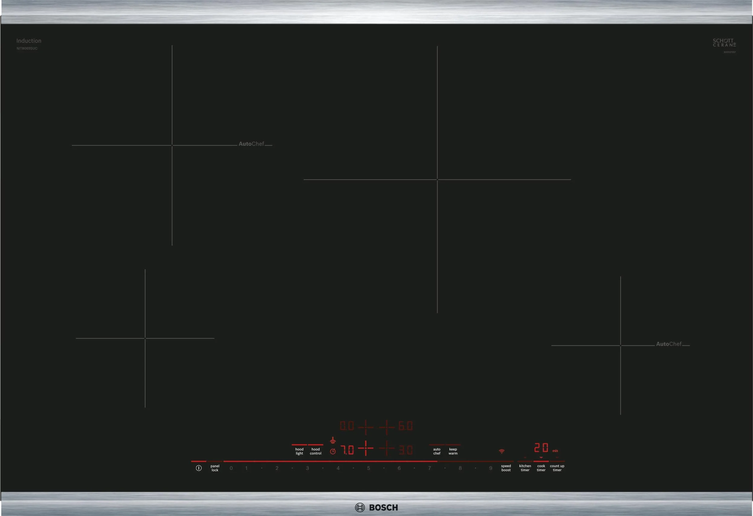 Bosch NIT8069SUC 800 Series 30 Inch Induction Smoothtop Cooktop