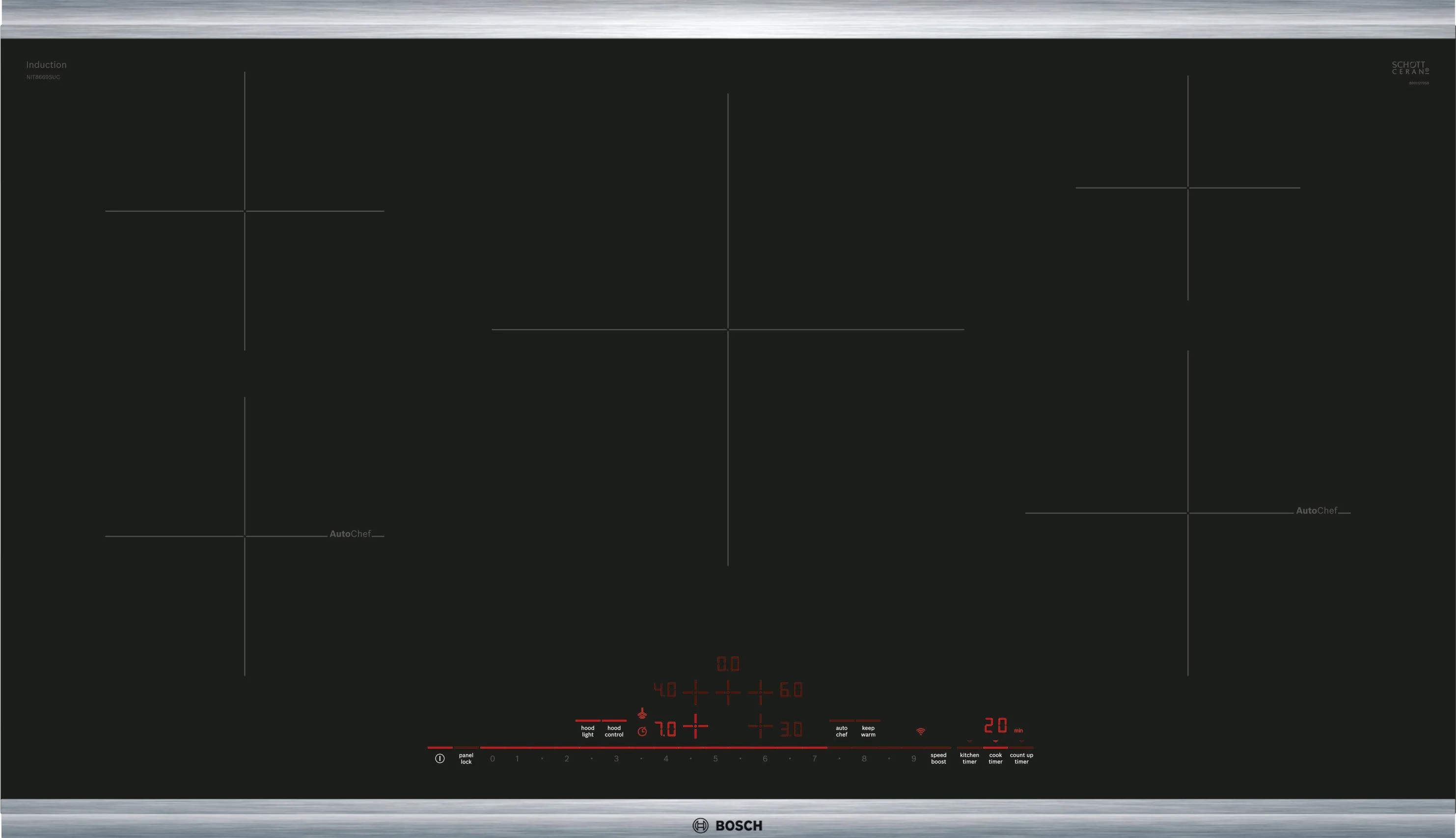Bosch NIT8669SUC 800 Series 36 Inch Induction Smoothtop Cooktop