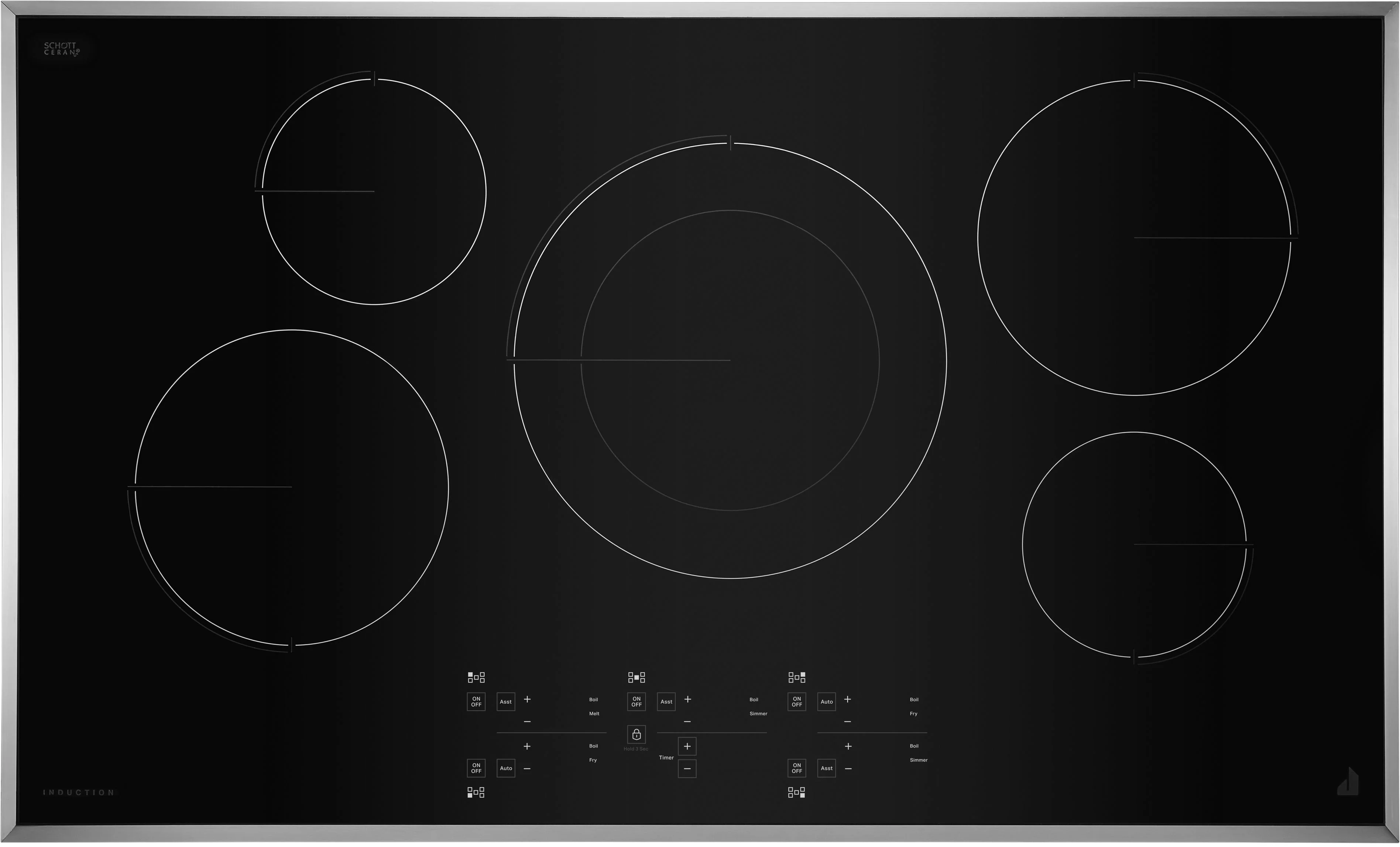 Jenn Air JIC4536KS 36" Induction, 5-Element, Pan Detection, Power Boost, Sensor Boil, Stainless Steel