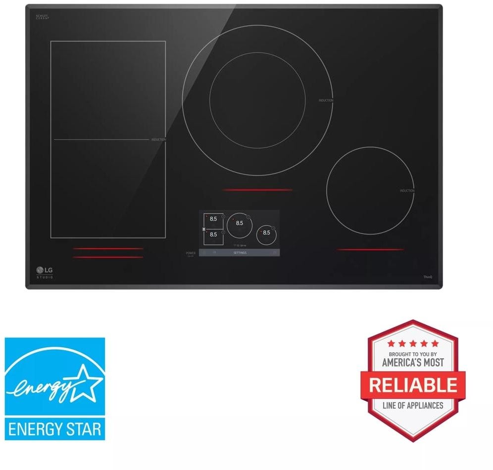 LG Studio CBIS3018BE 30 Inch Induction Cooktop, Dual Center Zone, Wifi, LCD Touch Screen Black