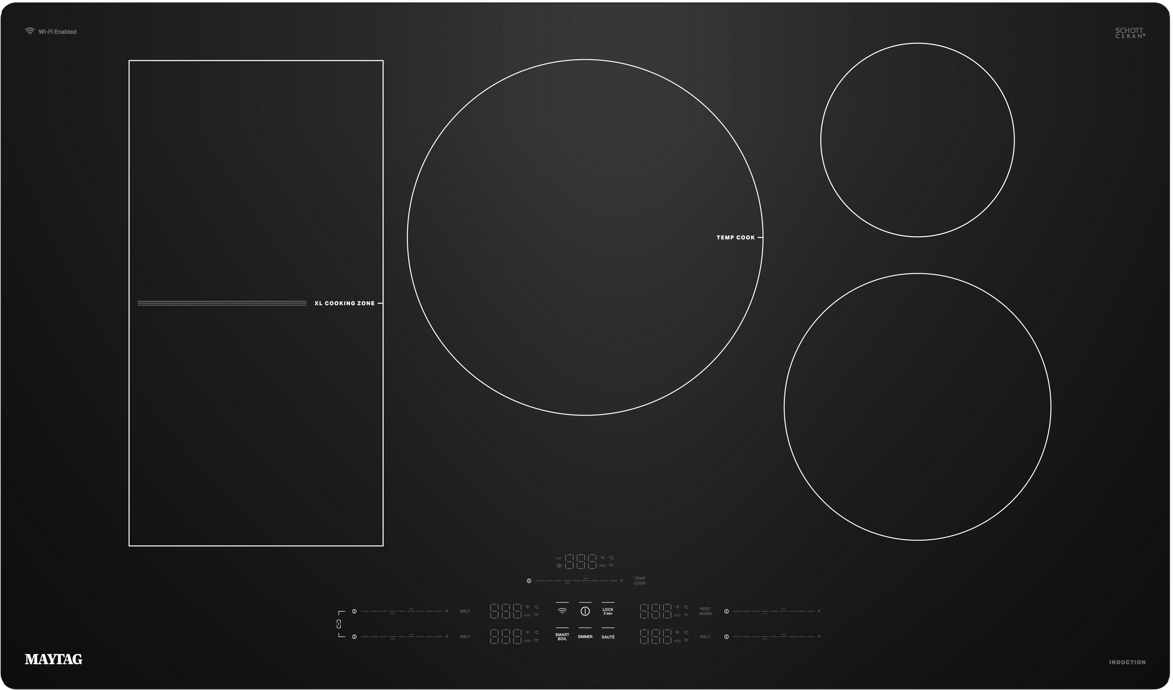 Maytag MCIT8036SB 36 Inch Flex Element Sensor Induction Cooktop: Black