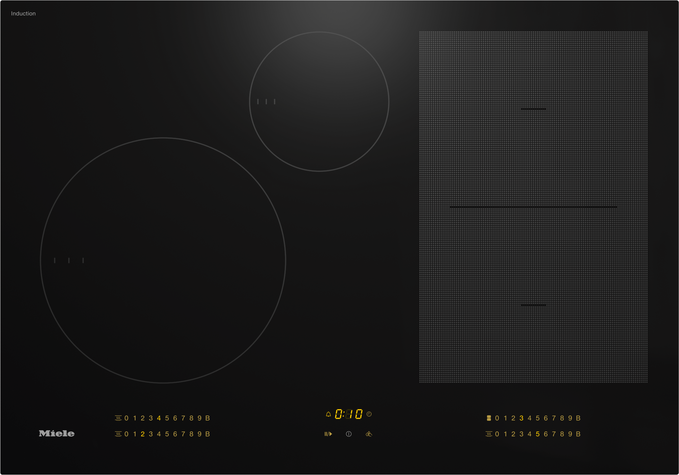 Miele 30 Inch Induction Smart Cooktop with 4 Cooking Zones, Glass Ceramic Surface, PowerFlex Zone, Twin Booster, Pan Size Sensor, Stop & Go Function, AutoBoost, Keep Warm, Heat Indicator, System Lock, Conectivity, and SmartSelect: Black