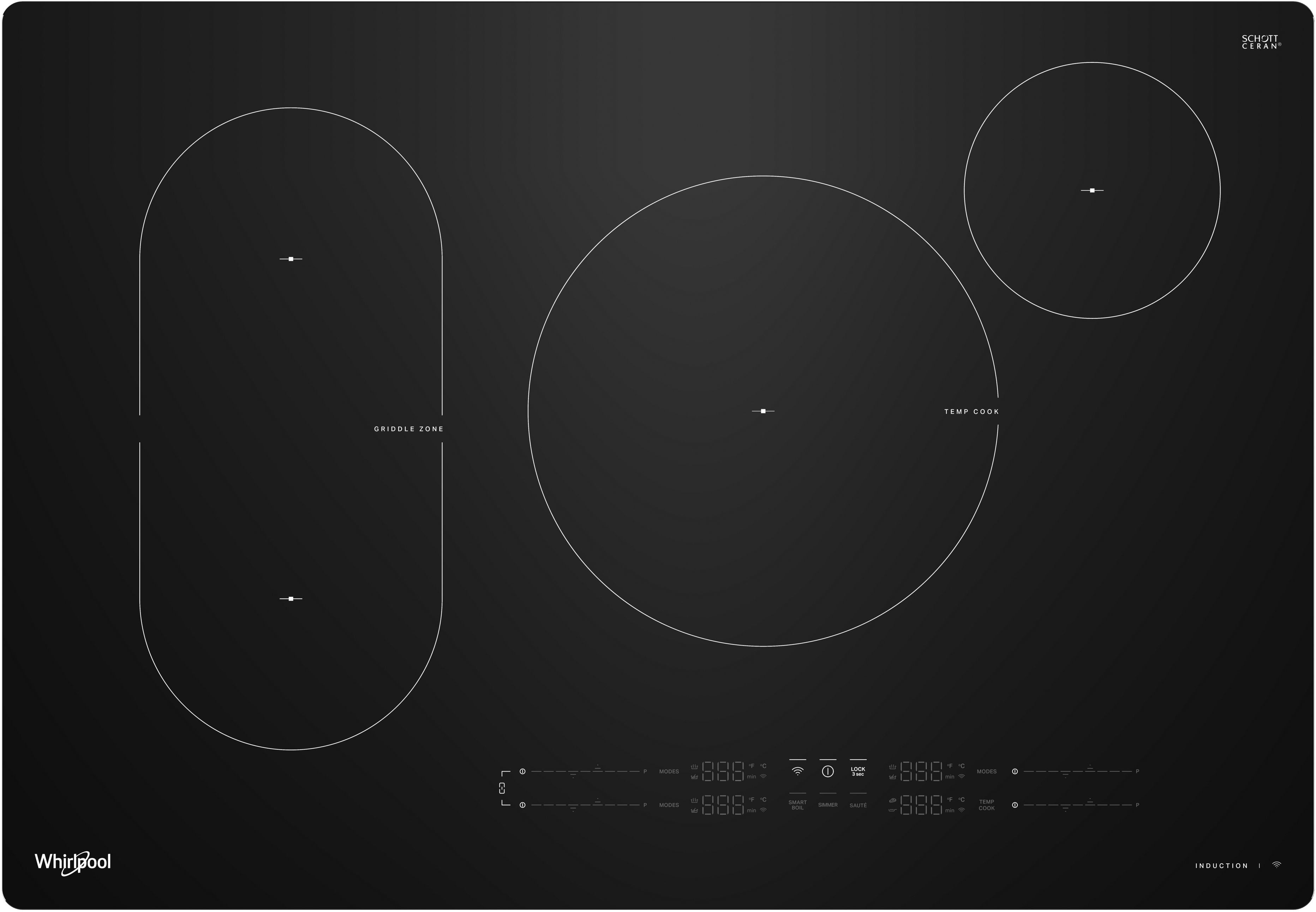 Whirlpool WCIT7030SB 30" Intelligent Induction Cooktop Black