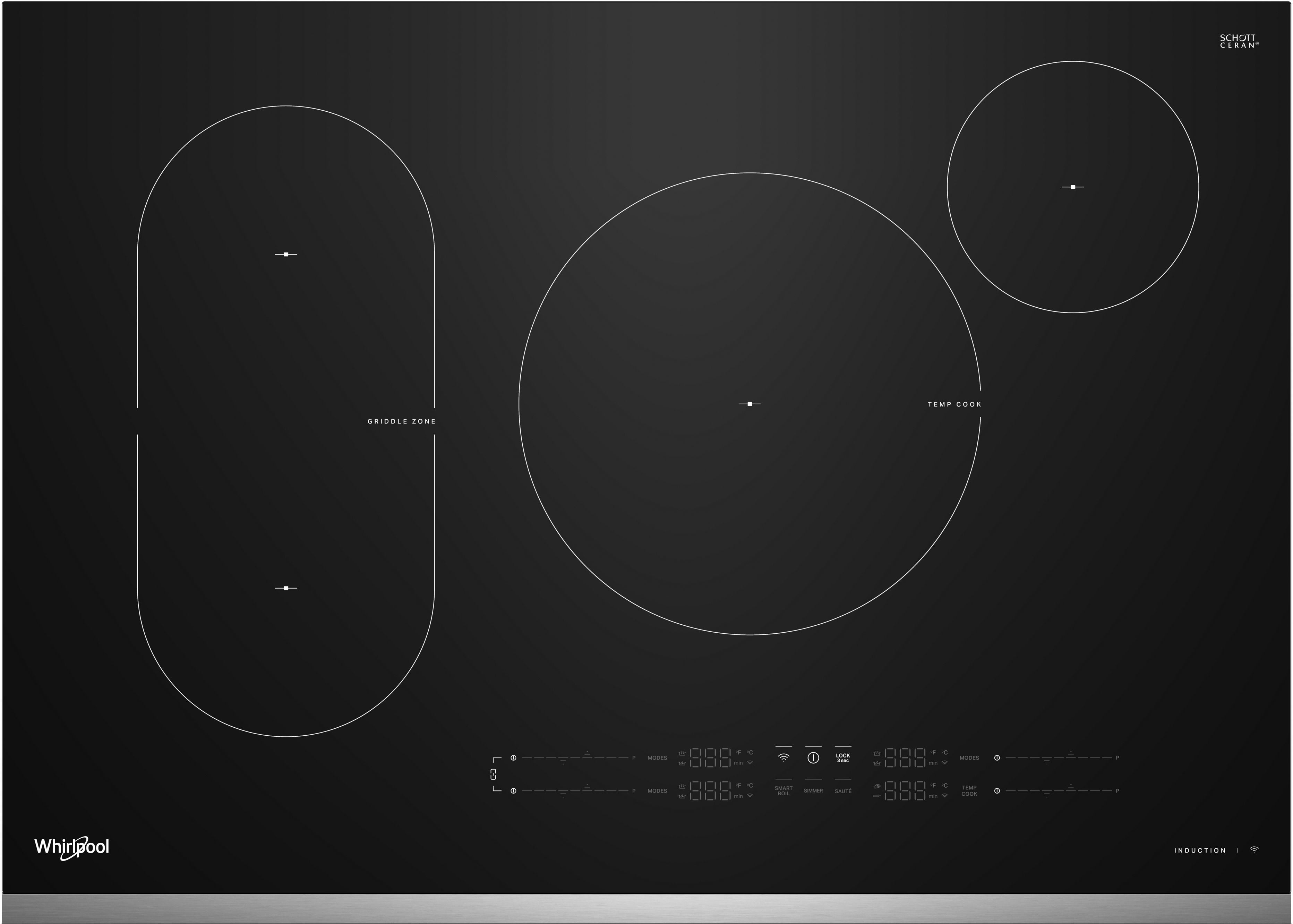 Whirlpool WCIT7030SS 30" Intelligent Induction Cooktop Black With Stainless Steel Trim