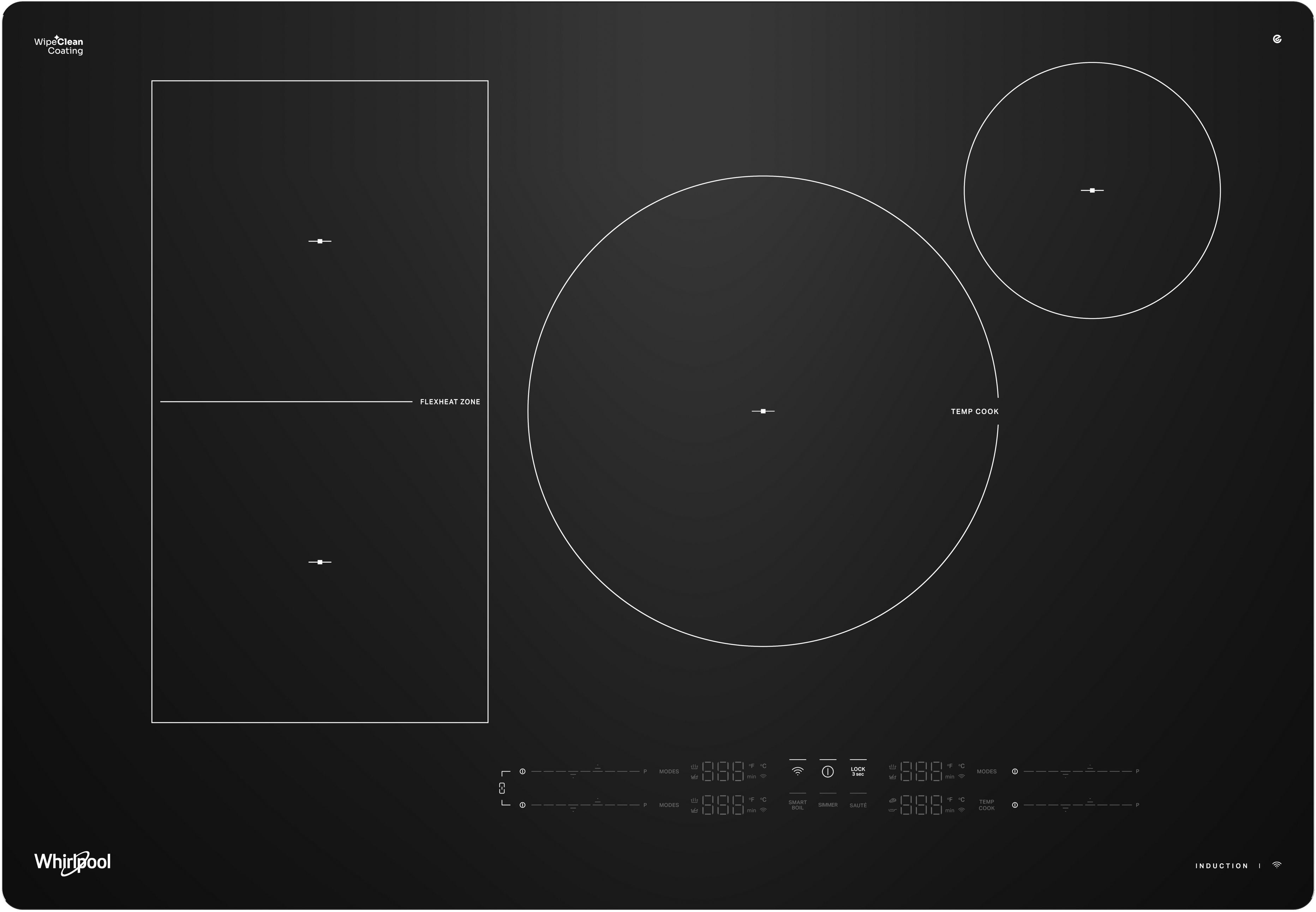 Whirlpool WCIT7530SB 30" Intelligent Induction Cooktop Black