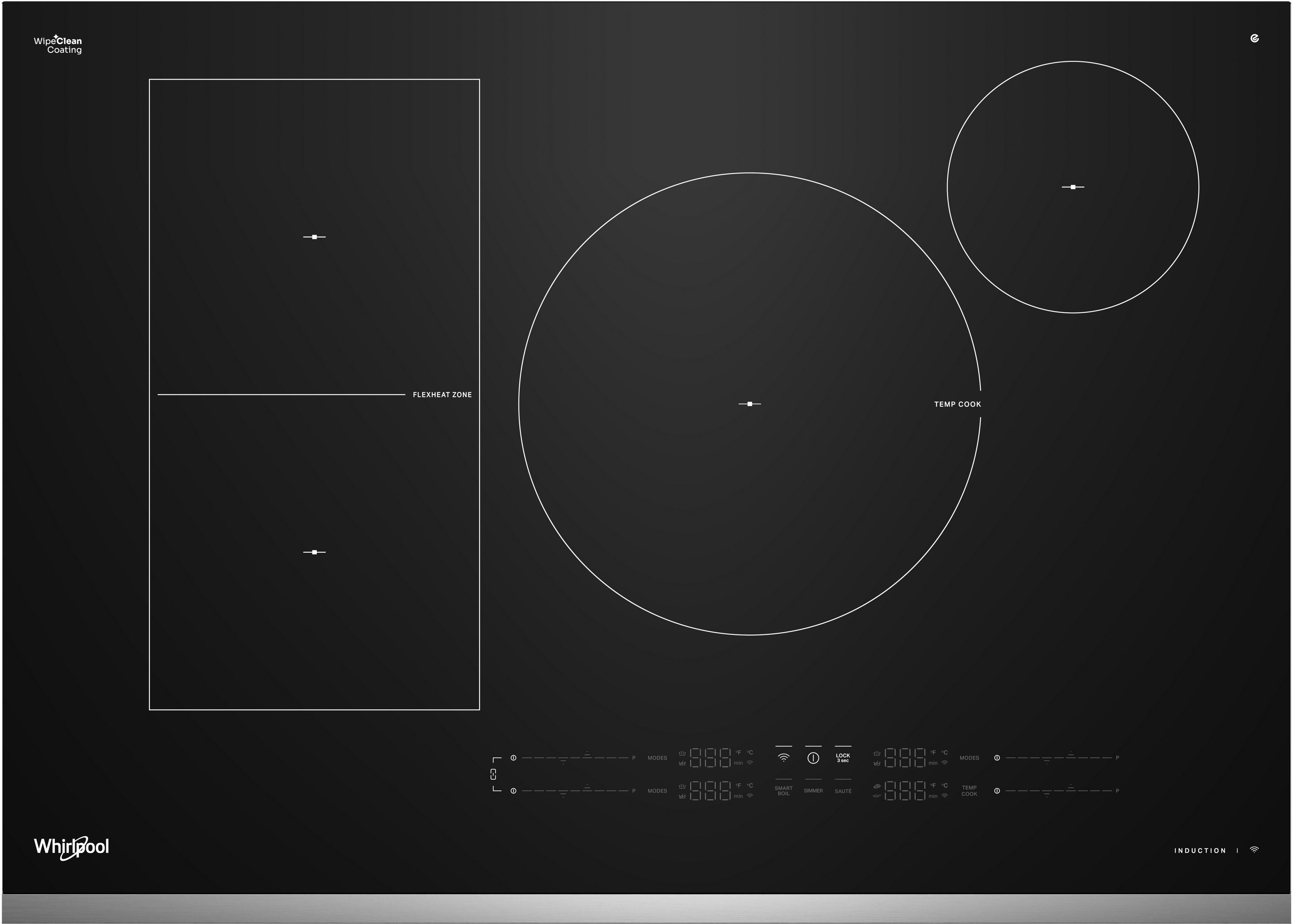Whirlpool WCIT7530SS 30" Intelligent Induction Cooktop Stainless Steel Trim