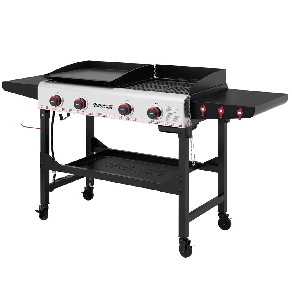 4 Burner Propane Gas Grill and Griddle Combo with Folding Legs
