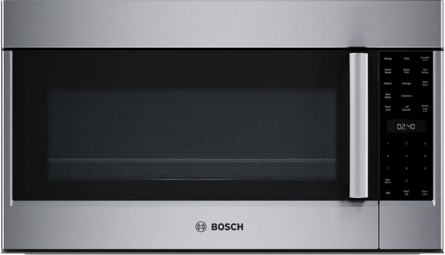 Bosch 30 Inch Over-the-Range Microwave Oven with 1.9 cu. ft. Capacity, Multi-Speed 385 CFM, Sensor Detection, Stainless Steel Interior, and Triple Distribution Turntable: Stainless Steel