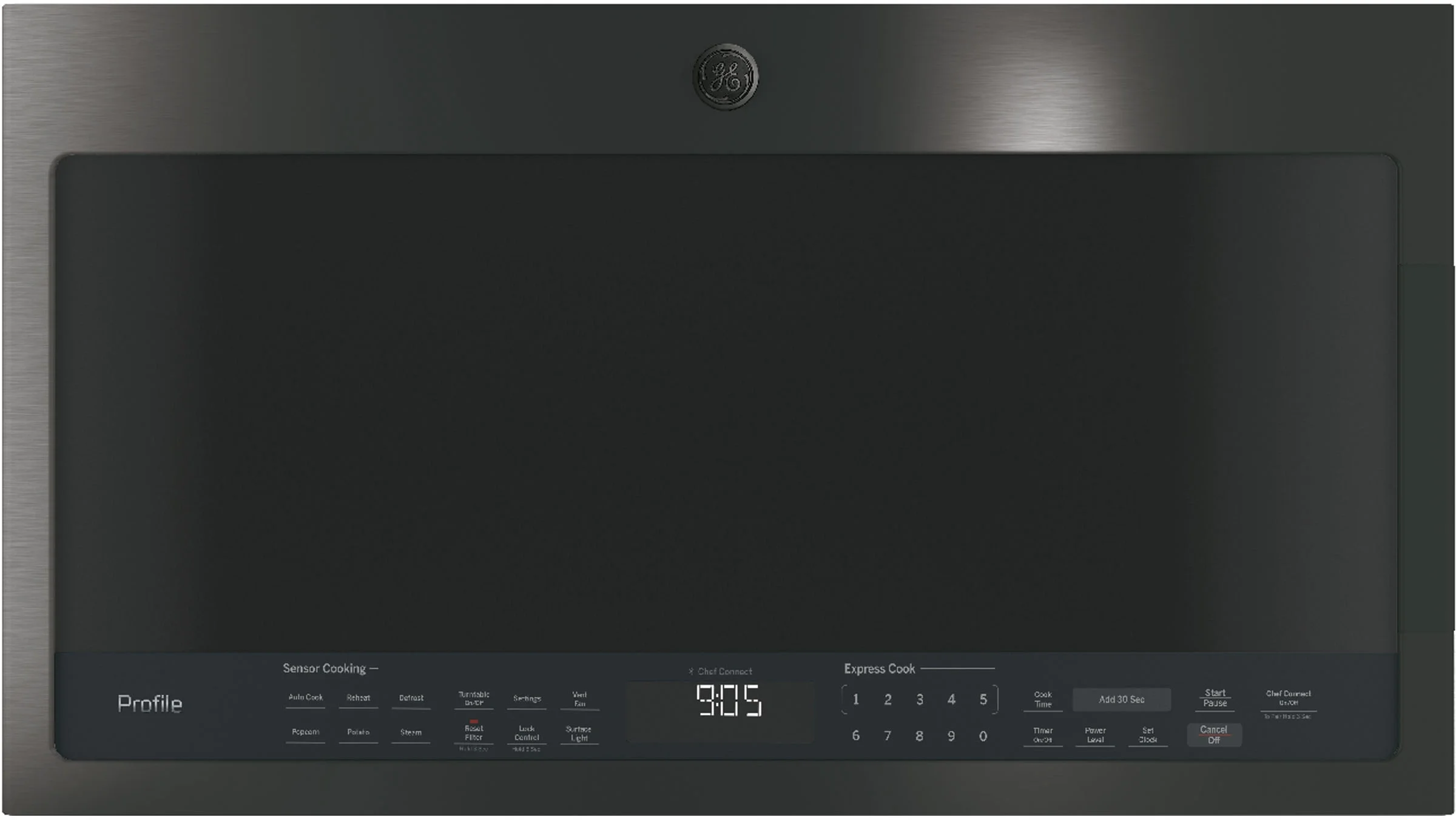 GE Profile 2.1 Cu. Ft. Black Stainless Steel Over-the-Range Microwave
