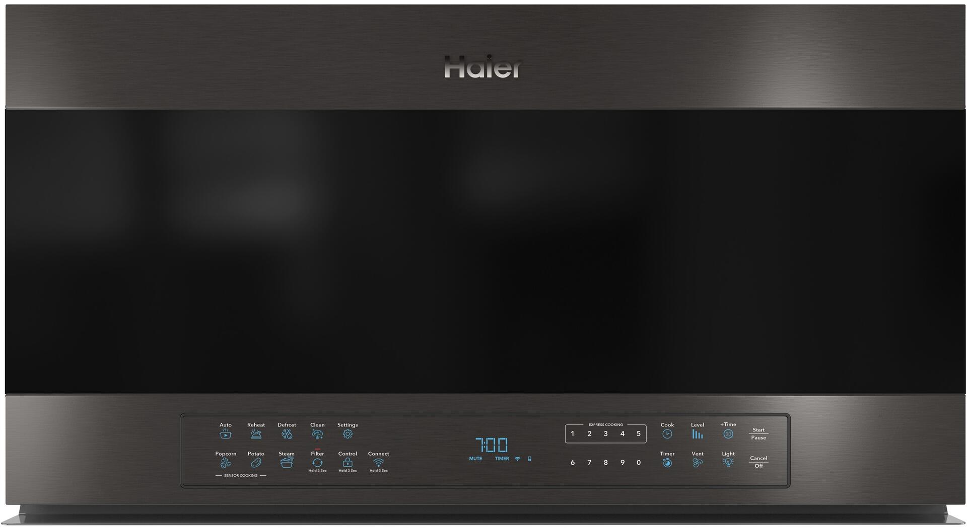 Haier QVM7167BNTS 30 Inch Black Stainless Steel Over the Range 1.6 cu. ft. Capacity Microwave Oven