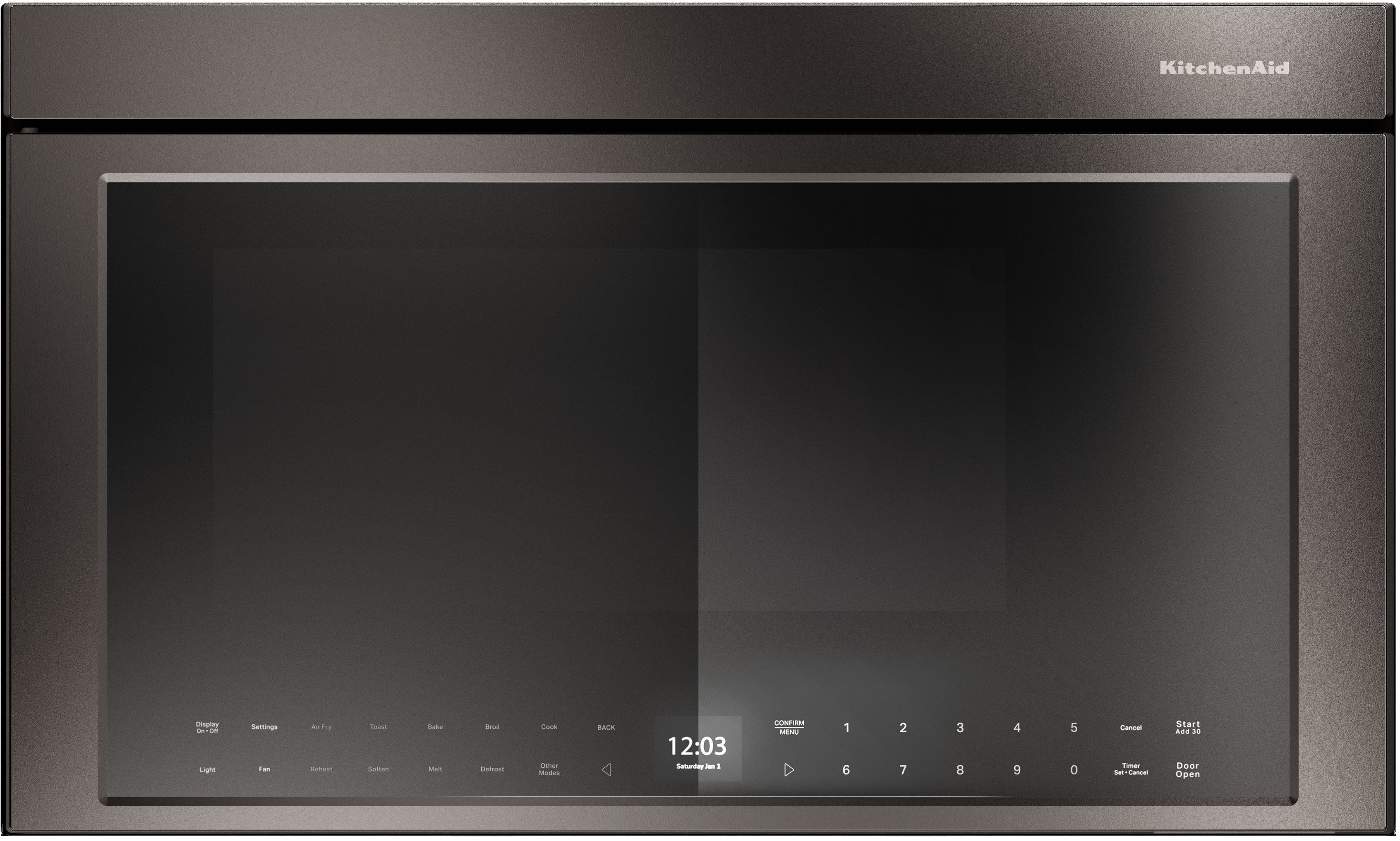 KitchenAid 30 Inch Multifunction Over-the-Range Smart Microwave Oven with 1.1 Cu. Ft. Capacity, 3-Speed 400 CFM Blower, 1800 Watts, 10 Power Levels, One Touch Cooking, WiFi Capable, Centrifugal Blower, Infrared Sensor Modes, Flush Built-In Design, Integrated Meat Thermometer and ADA Compliant: Black Ore