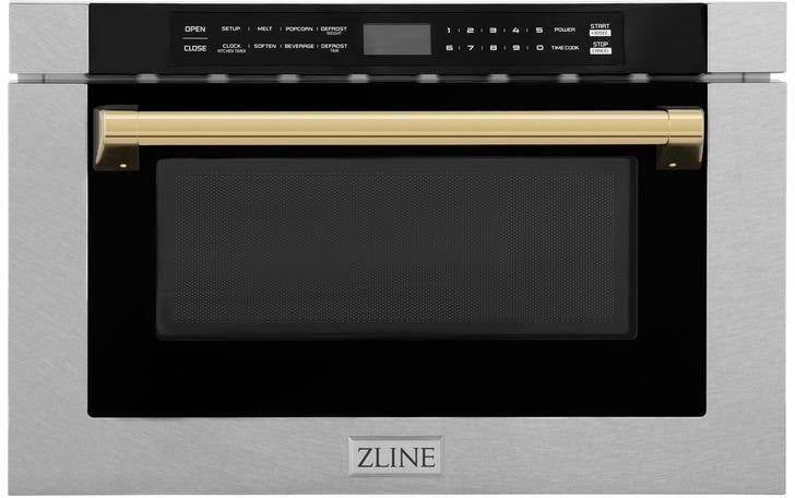 Z Line Autograph Edition 24 Inch 1.2 Cu. Ft. Built-in Microwave Drawer: Stainless Steel And Gold Accents Gold