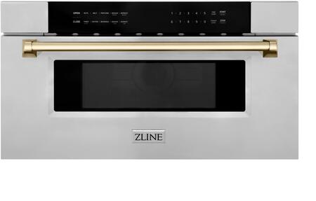 Z Line Autograph Edition 30 Inch 1.2 cu. ft. Built-In Microwave Drawer: Stainless Steel With Polished Gold Accents