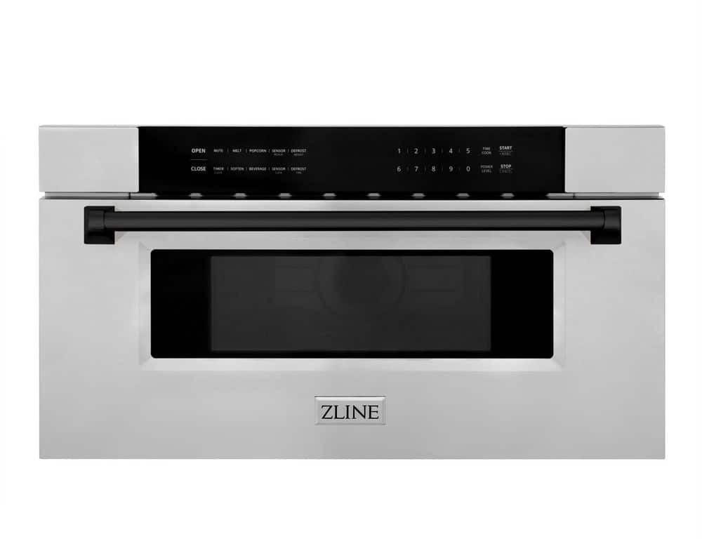 Z Line Autograph Edition 30 Inch 1.2 cu. ft. Built-In Microwave Drawer: Stainless Steel With Matte Black Accents