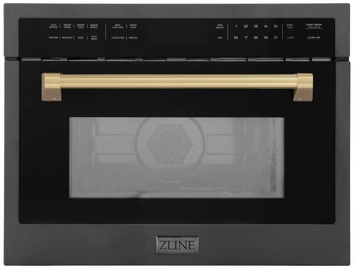 Z Line Autograph Edition 24 Inch 1.6 cu ft. Built-in Convection Microwave Oven: Black Stainless Steel And Champagne Bronze Accents
