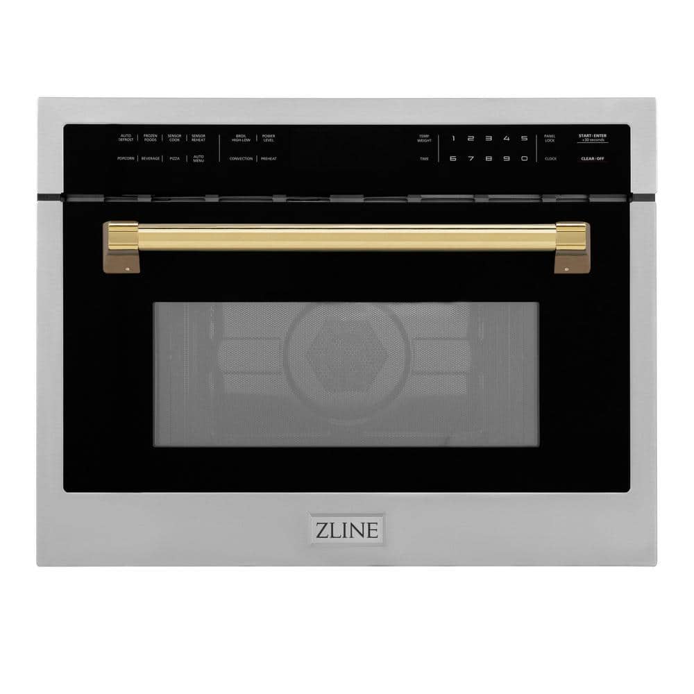 Z Line Autograph Edition 24 Inch 1.6 cu ft. Built-in Convection Microwave Oven: Stainless Steel And Gold Accents