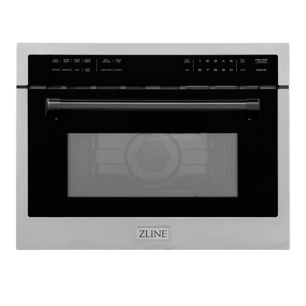 Z Line Autograph Edition 24 Inch 1.6 cu ft. Built-in Convection Microwave Oven: Stainless Steel And Matte Black Accents