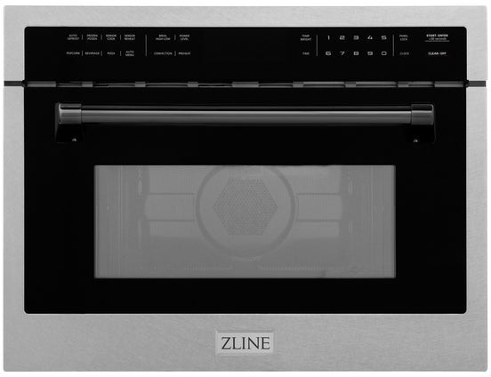 Z Line Autograph Edition 24 Inch 1.6 cu ft. Built-in Convection Microwave Oven: Durasnow Stainless Steel With Matte Black Accents
