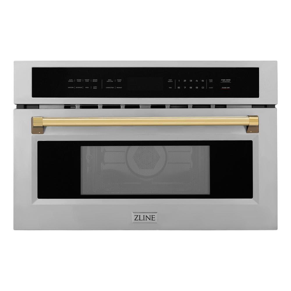 Z Line Autograph Edition 30" 1.6 cu ft. Built-in Convection Microwave Oven: Stainless Steel And Gold Accents