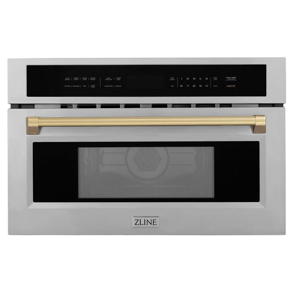 Z Line Autograph Edition 30 inch 1.6 cu ft. Built-in Convection Microwave: Fingerprint Resistant Stainless Steel And Champagne Bronze Accents