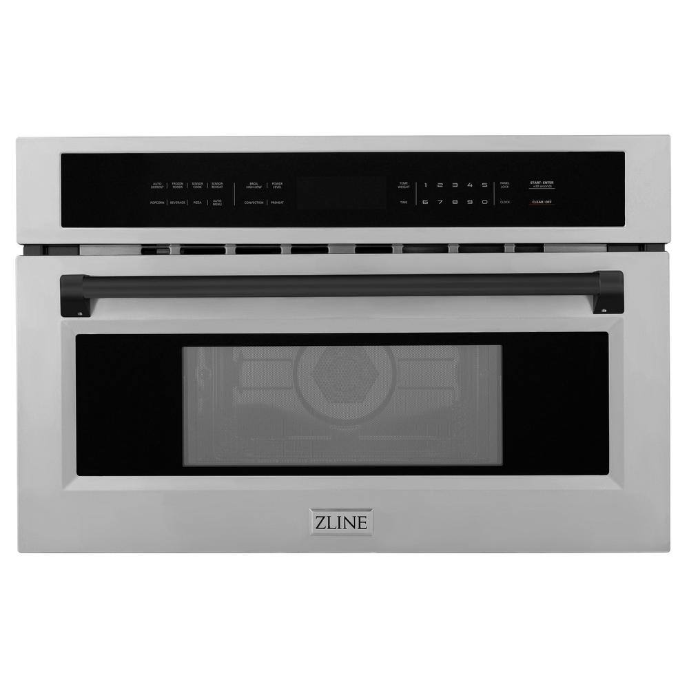Z Line Autograph Edition 30 inch 1.6 cu ft. Built-in Convection Microwave: Fingerprint Resistant Stainless Steel And Matte Black Accents