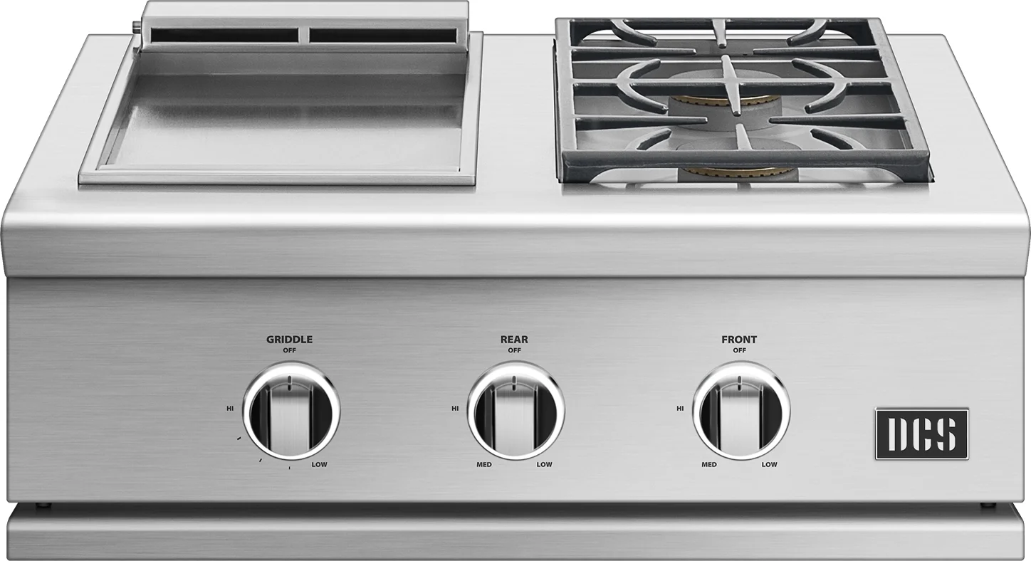 DCS 30 Inch Griddle and Dual Side Burner: Stainless Steel, Natural Gas