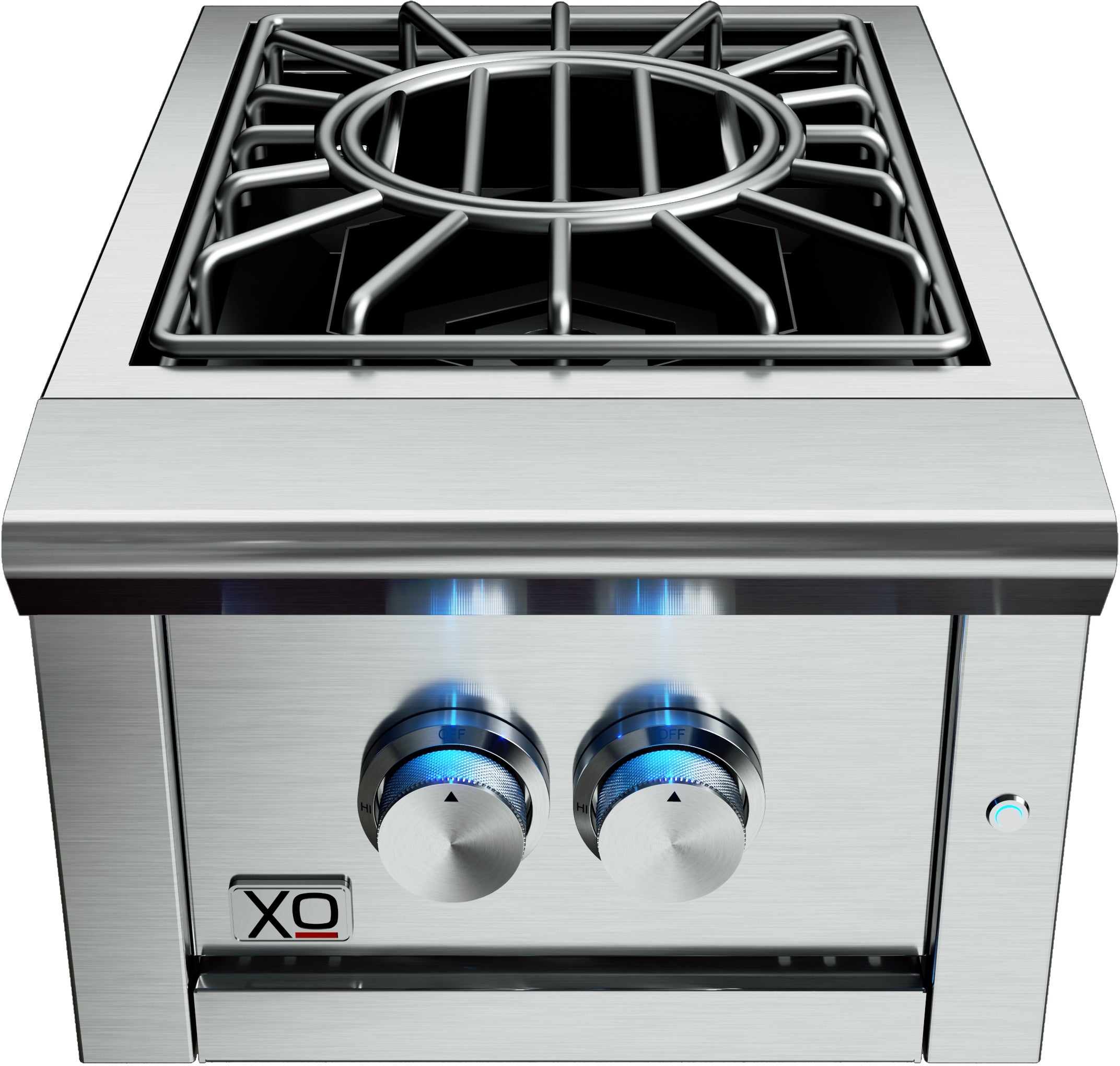 XO 16 Inch Power Side Burner with 60,000 BTU, Stainless Steel Construction, LED Control Lights, Stainless Steel Cover and Removable Wok Ring: Stainless Steel, Liquid Propane