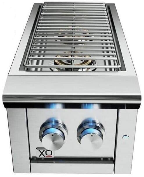 XO 13 Inch Double Side Burner with Twin Burner Design, LED Control Lights, Stainless Steel Cover, and Stainless Steel Construction: Stainless Steel, Natural Gas