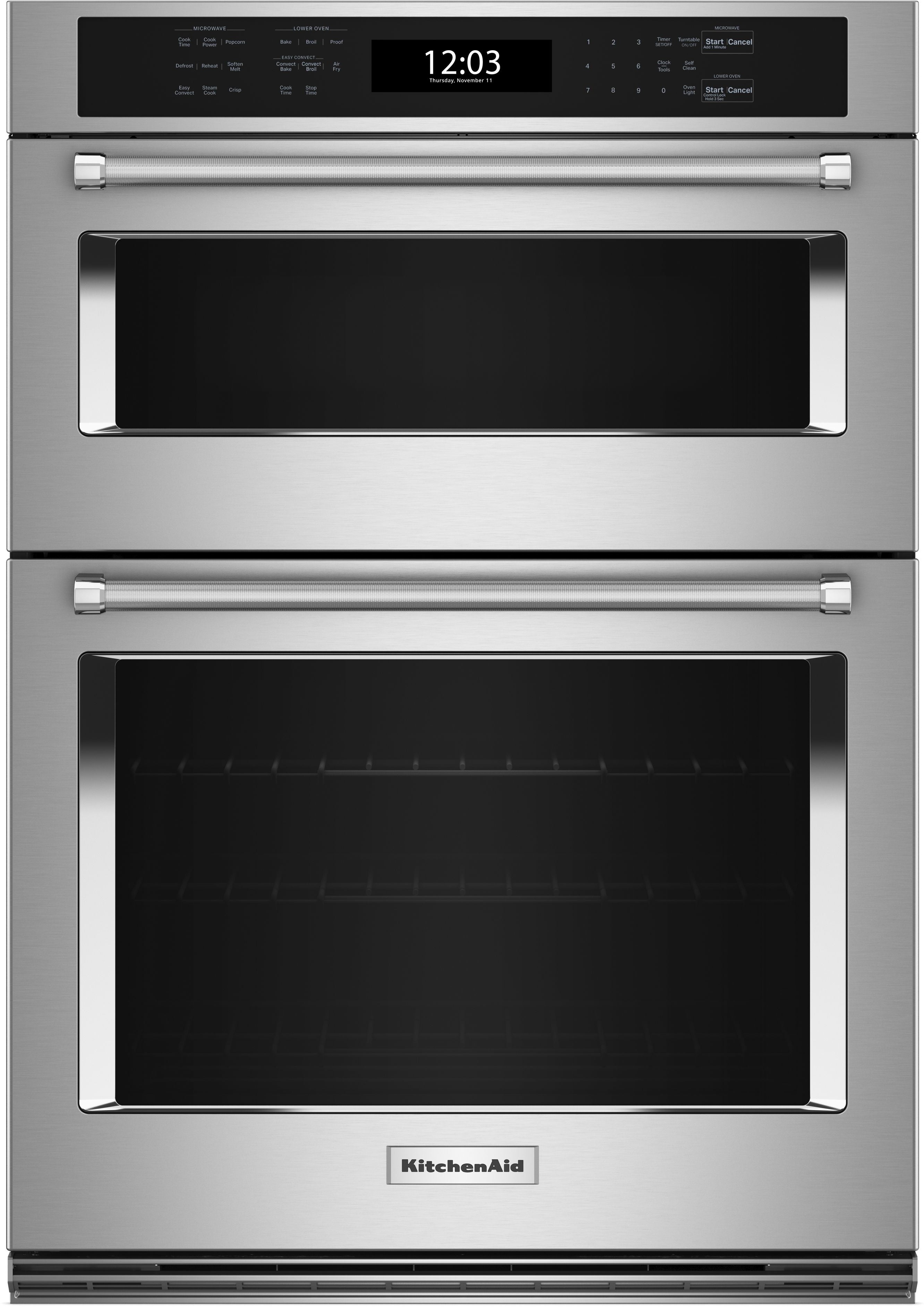 Kitchen Aid Microwave Wall Oven Combination 30 Inch with Air Fry Mode in Stainless Steel