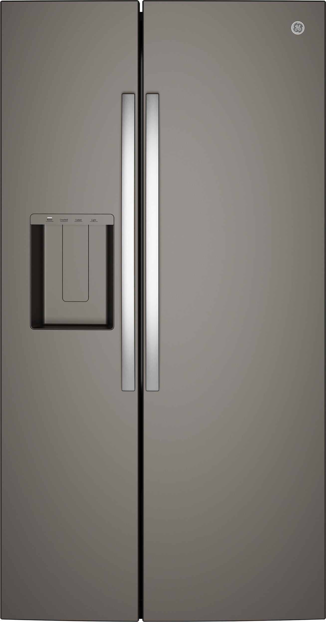 GE 36 Inch 28 Cu. Ft. Standard Depth Refrigerator With External Dispenser, And Hidden Hinge: Slate