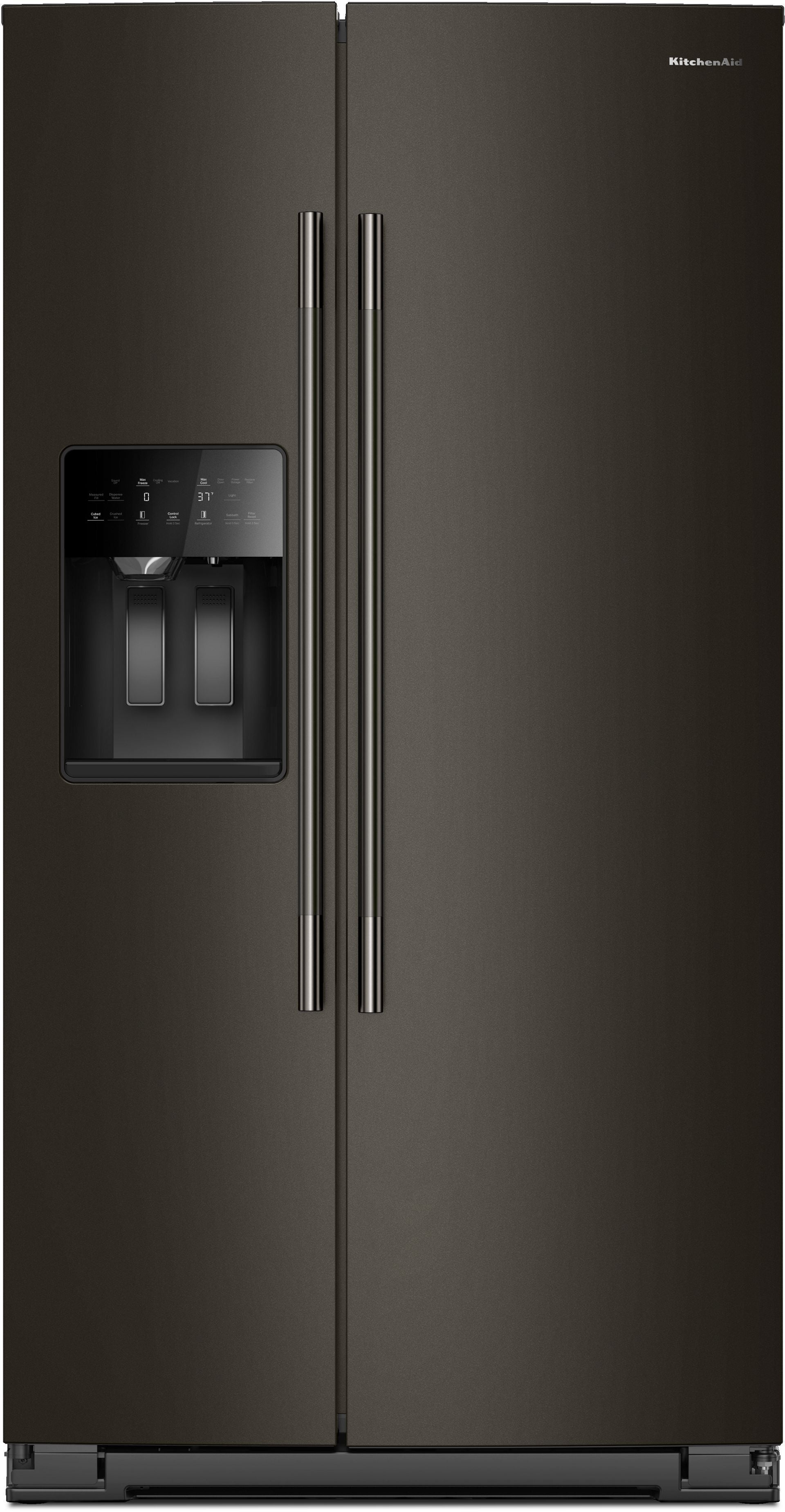 KitchenAid KRSC536RBE 36 Inch Counter Depth Freestanding Side-by-Side Refrigerator Black Ore