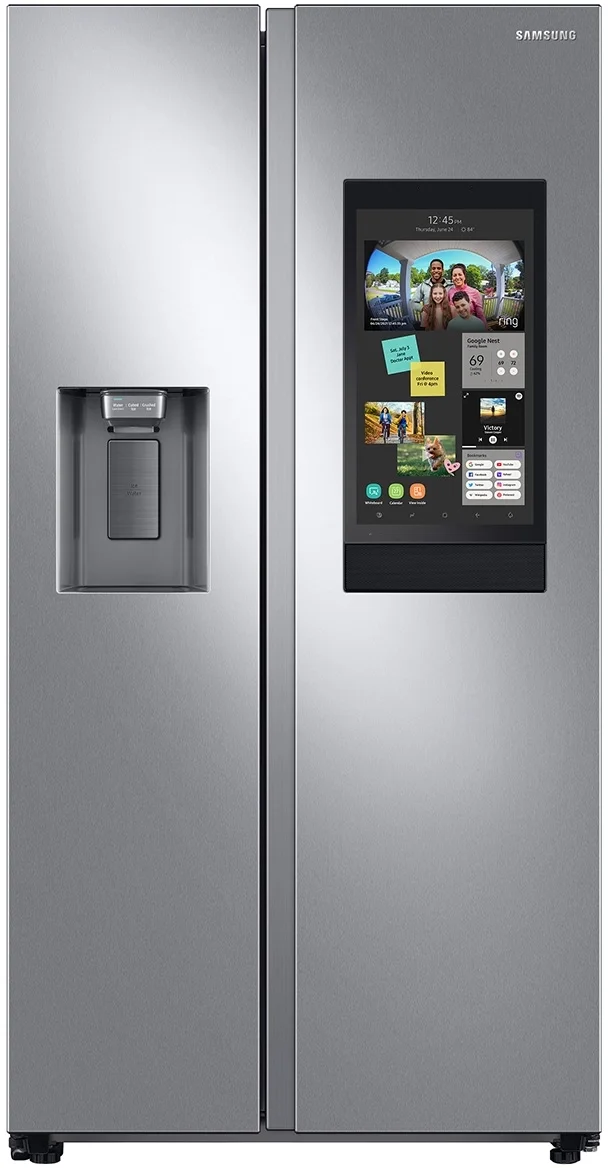 Samsung 36" 21.5 cu.ft. Fingerprint Resistant Stainless Steel Side-by-Side Counter Depth Refrigerator with Touchscreen Family Hub - Energy Star