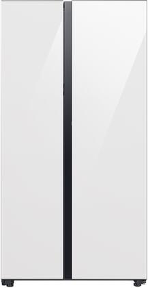 Samsung RS28CB760012 Bespoke Series 36 Inch White Glass Freestanding Side by Side Refrigerator