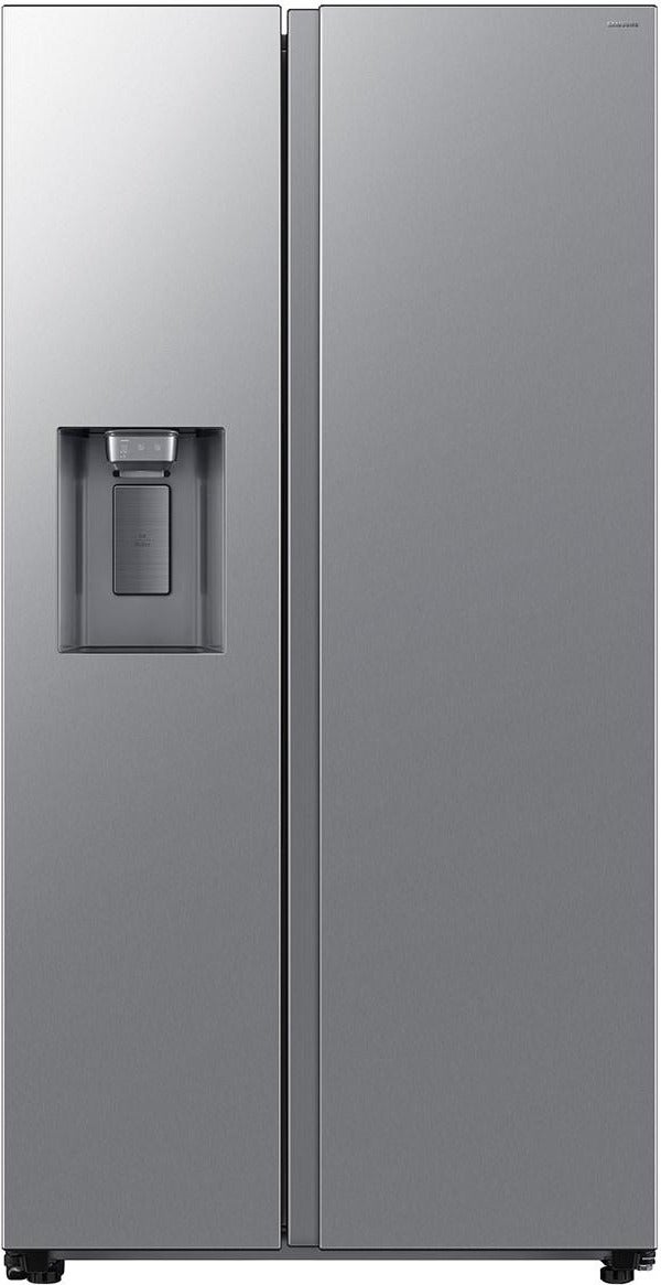 Samsung 36 Inch Freestanding Side by Side Refrigerator with 27 cu. ft. Total Capacity, Power Cool & Power Freeze, Sphere Ice?, Three Ice Types, Water and Ice Dispenser, AI Energy Mode, Garage Ready, Wi-Fi, ADA Compliant, and Energy Star Rated: Fingerprint Resistant Stainless Steel