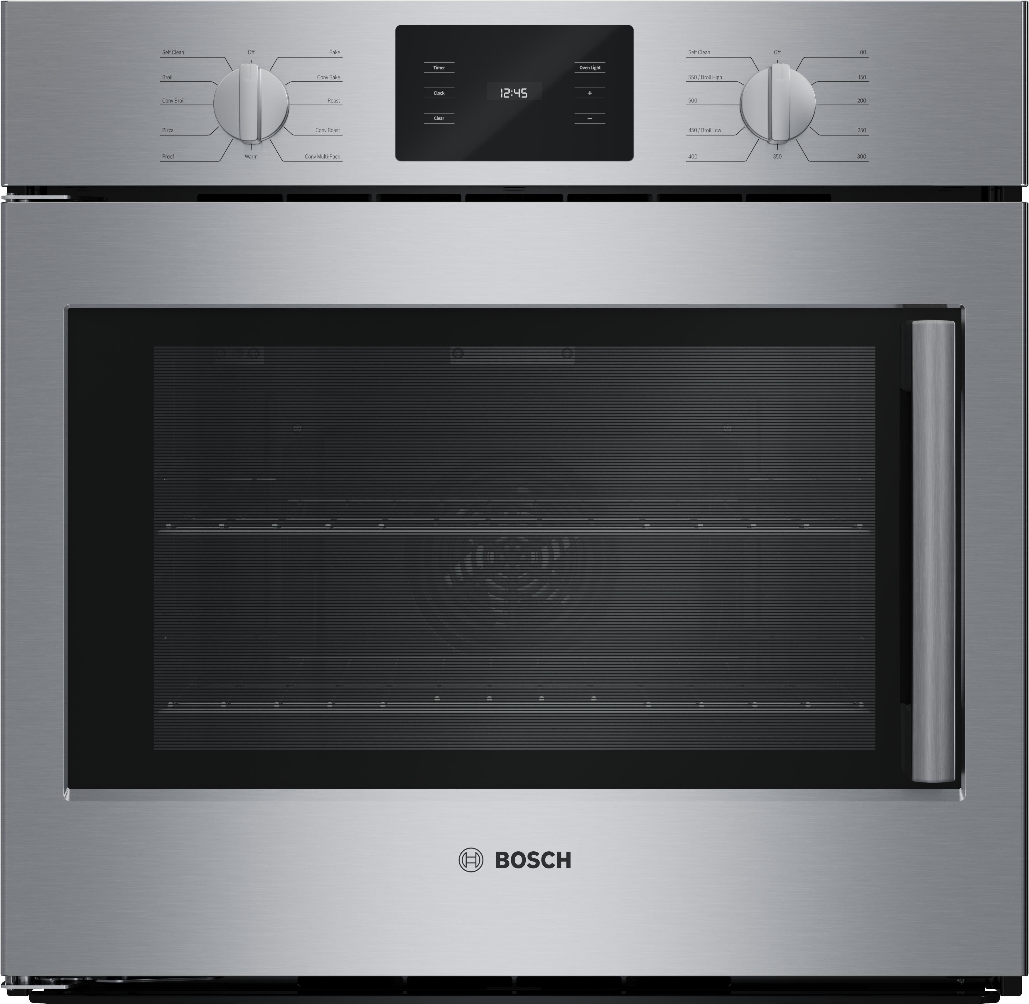 Bosch HBL5455LUC 500 Series, 30 Inch, Single Wall Oven, Stainless Steel, True European Stainless Steel