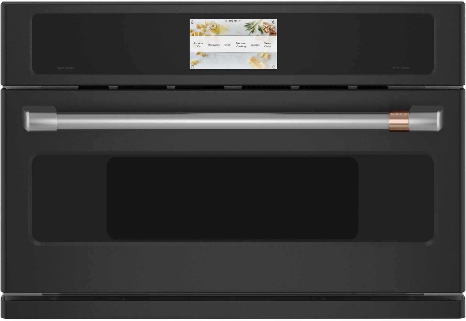 Cafe 30" Matte Black Electric Single Wall Oven with Advantium - Convection